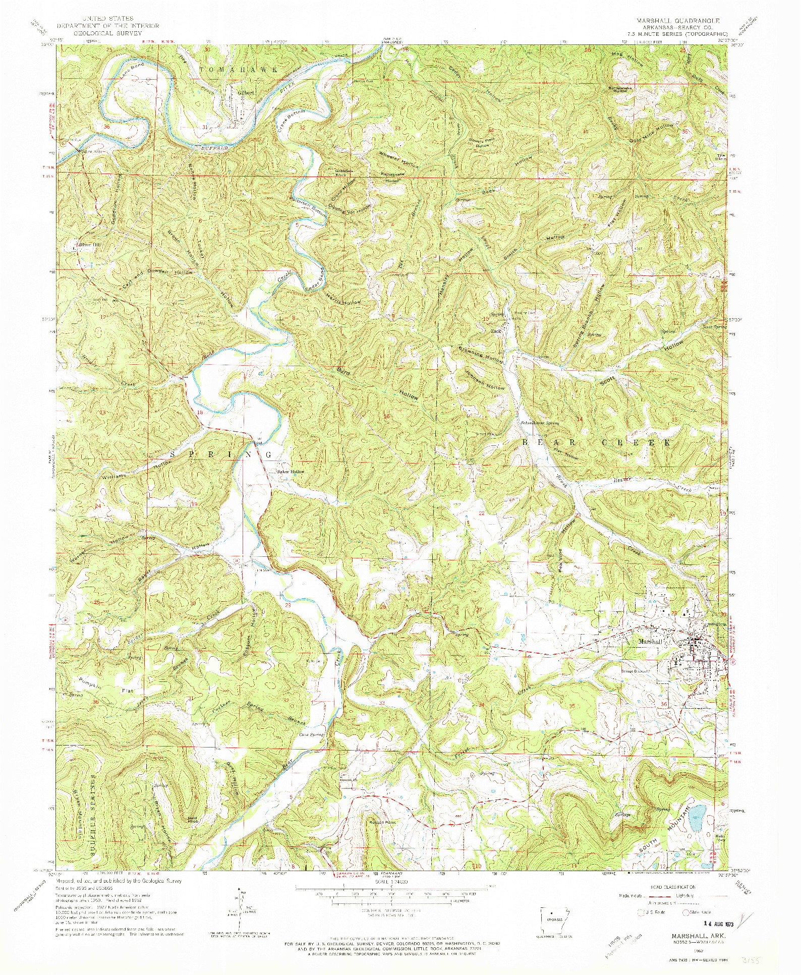 USGS 1:24000-SCALE QUADRANGLE FOR MARSHALL, AR 1962