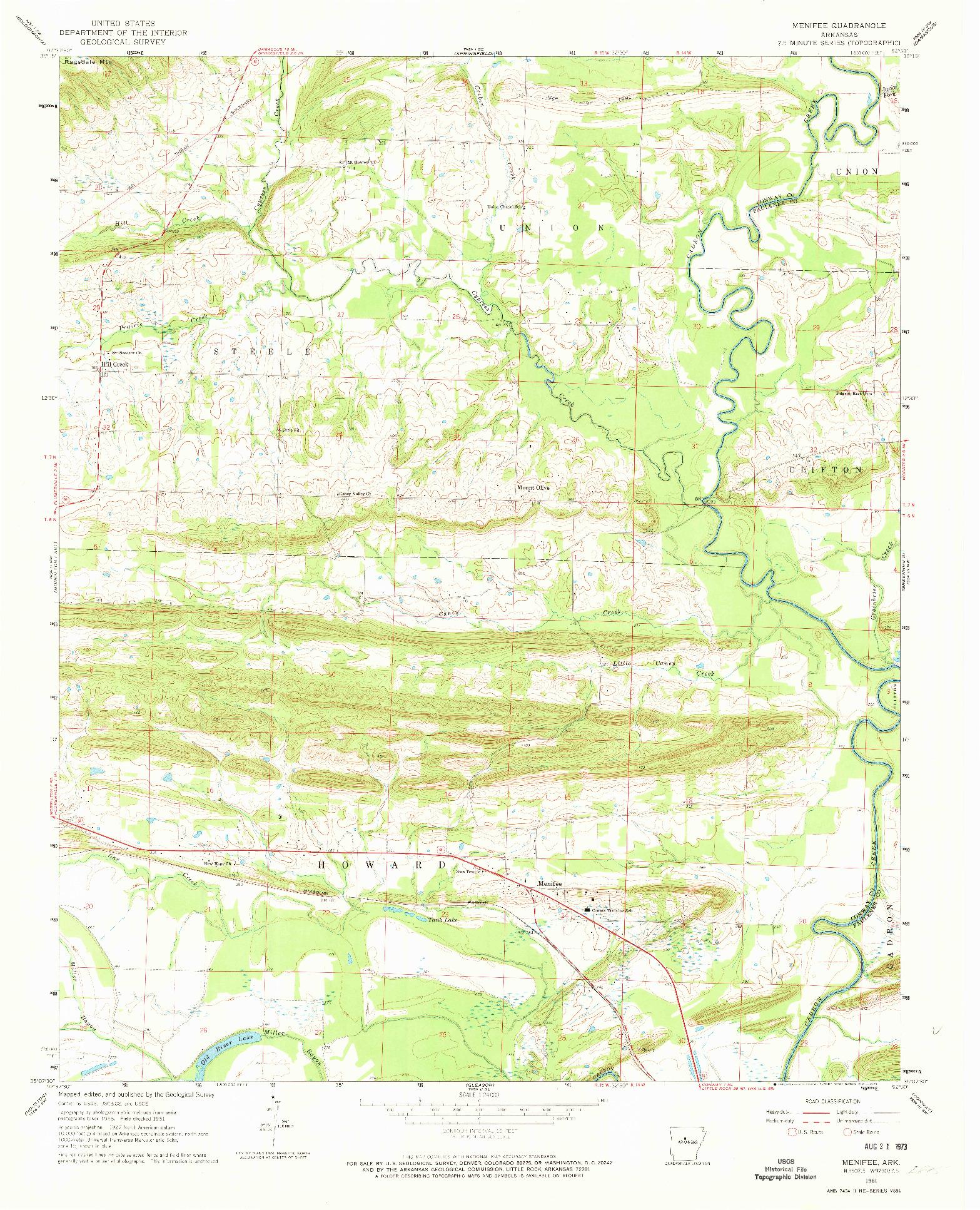USGS 1:24000-SCALE QUADRANGLE FOR MENIFEE, AR 1961
