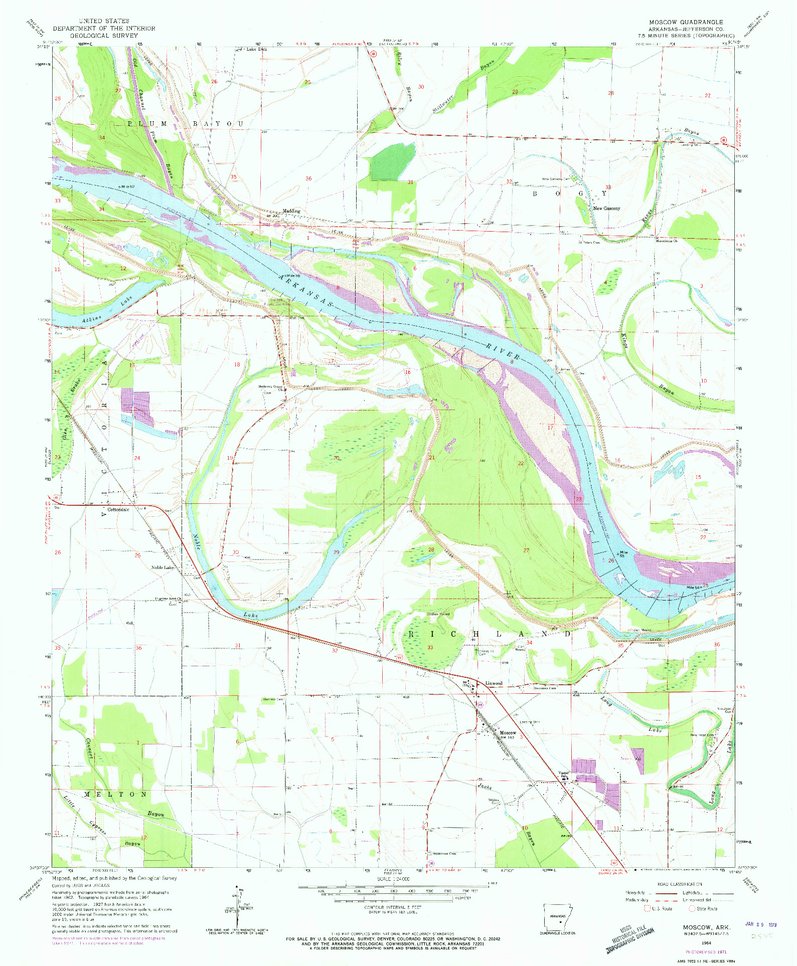 USGS 1:24000-SCALE QUADRANGLE FOR MOSCOW, AR 1964