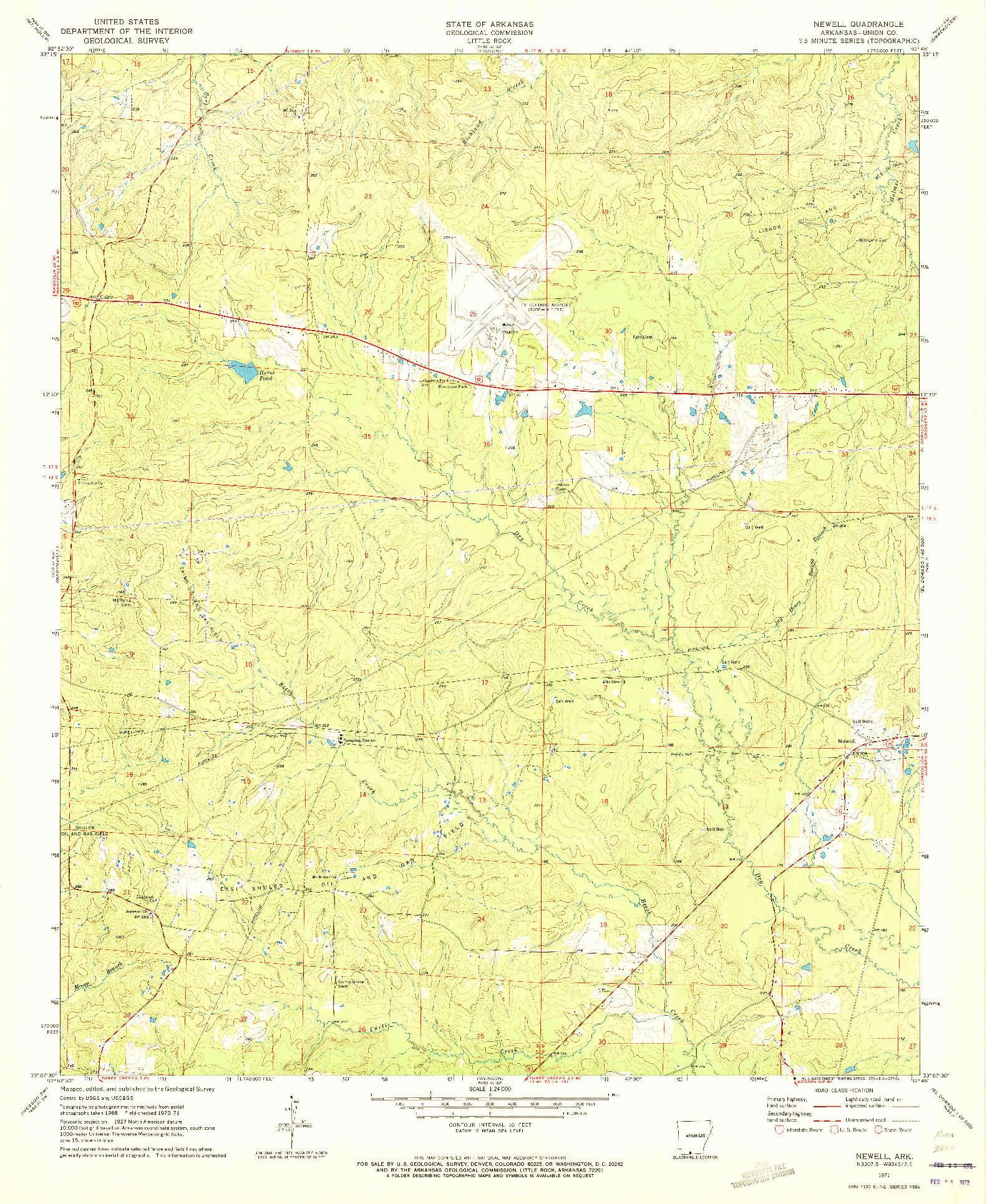 USGS 1:24000-SCALE QUADRANGLE FOR NEWELL, AR 1971