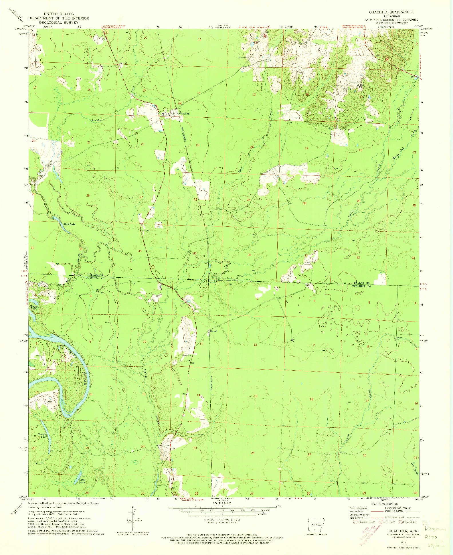 USGS 1:24000-SCALE QUADRANGLE FOR OUACHITA, AR 1971