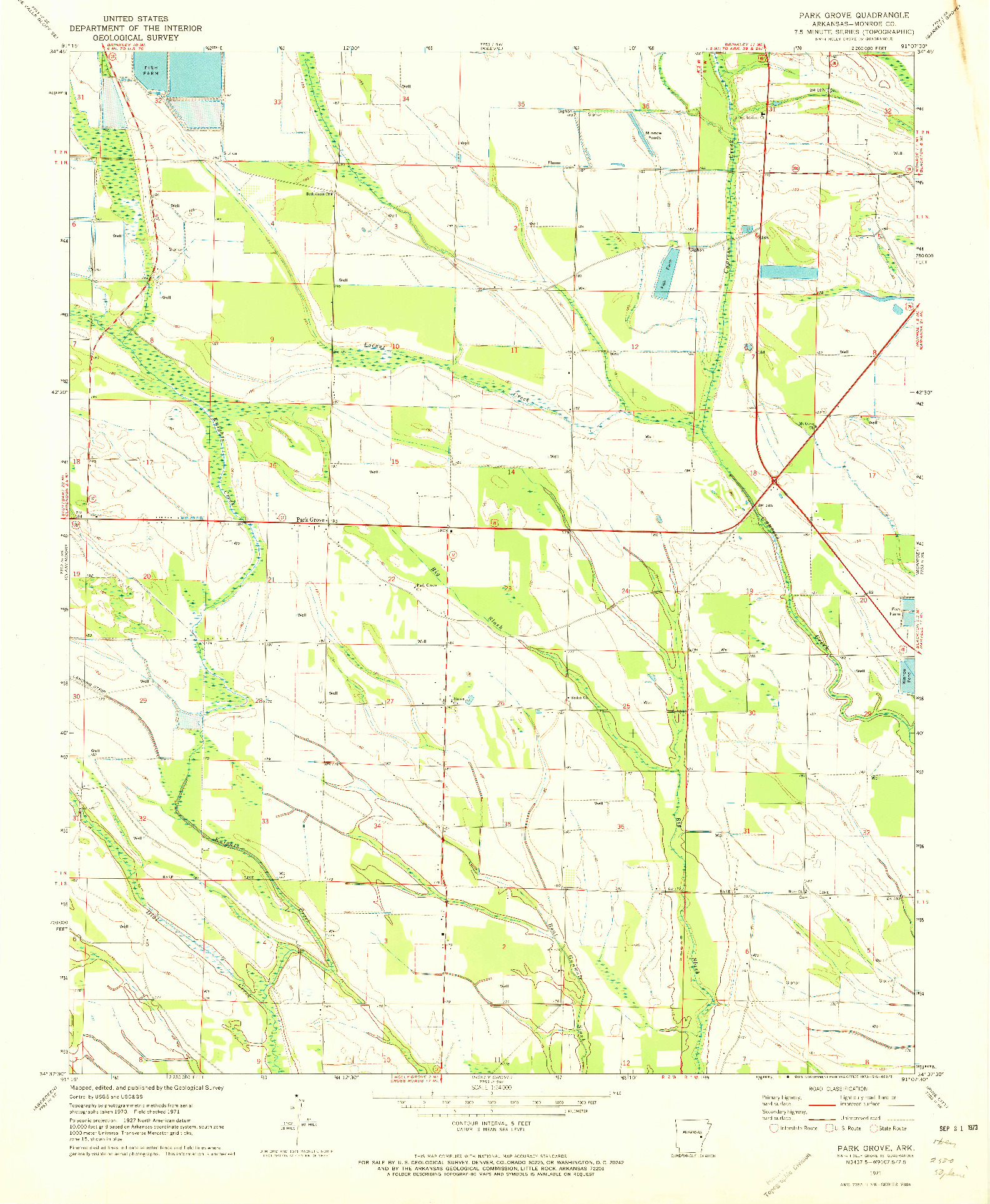 USGS 1:24000-SCALE QUADRANGLE FOR PARK GROVE, AR 1971