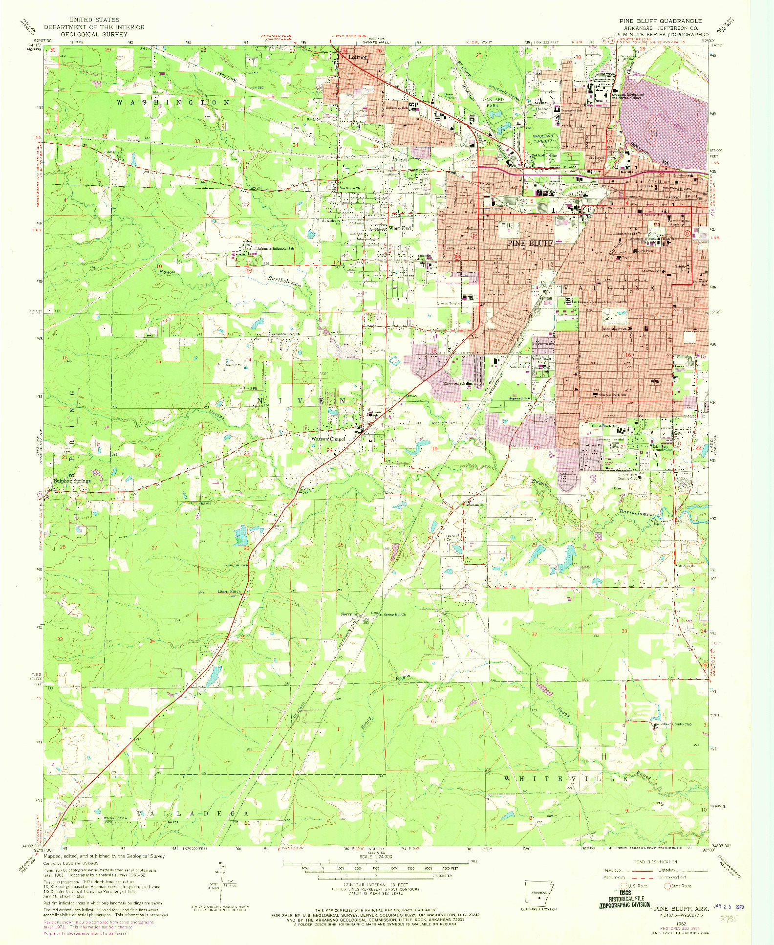 USGS 1:24000-SCALE QUADRANGLE FOR PINE BLUFF, AR 1962