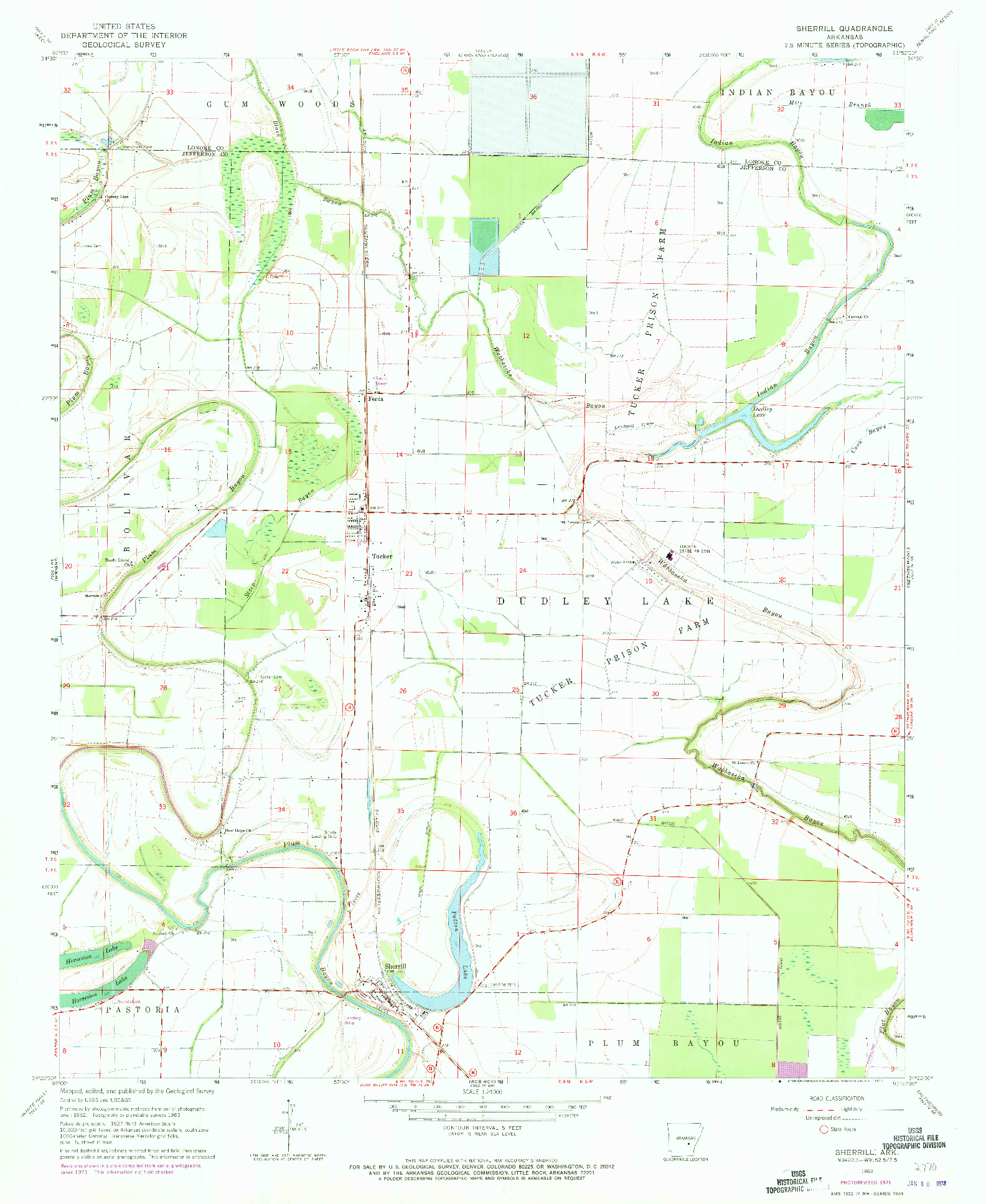 USGS 1:24000-SCALE QUADRANGLE FOR SHERRILL, AR 1963