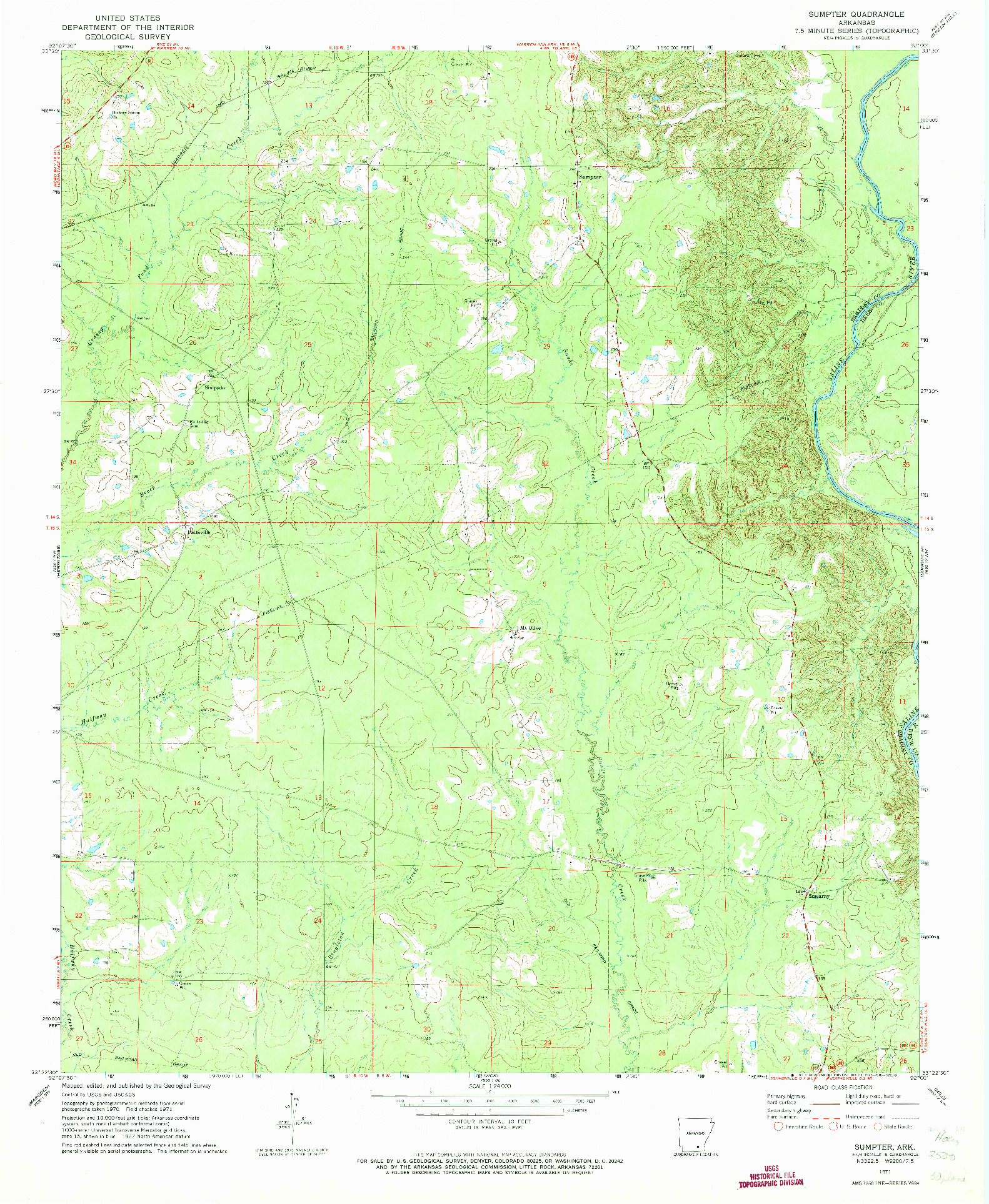 USGS 1:24000-SCALE QUADRANGLE FOR SUMPTER, AR 1971