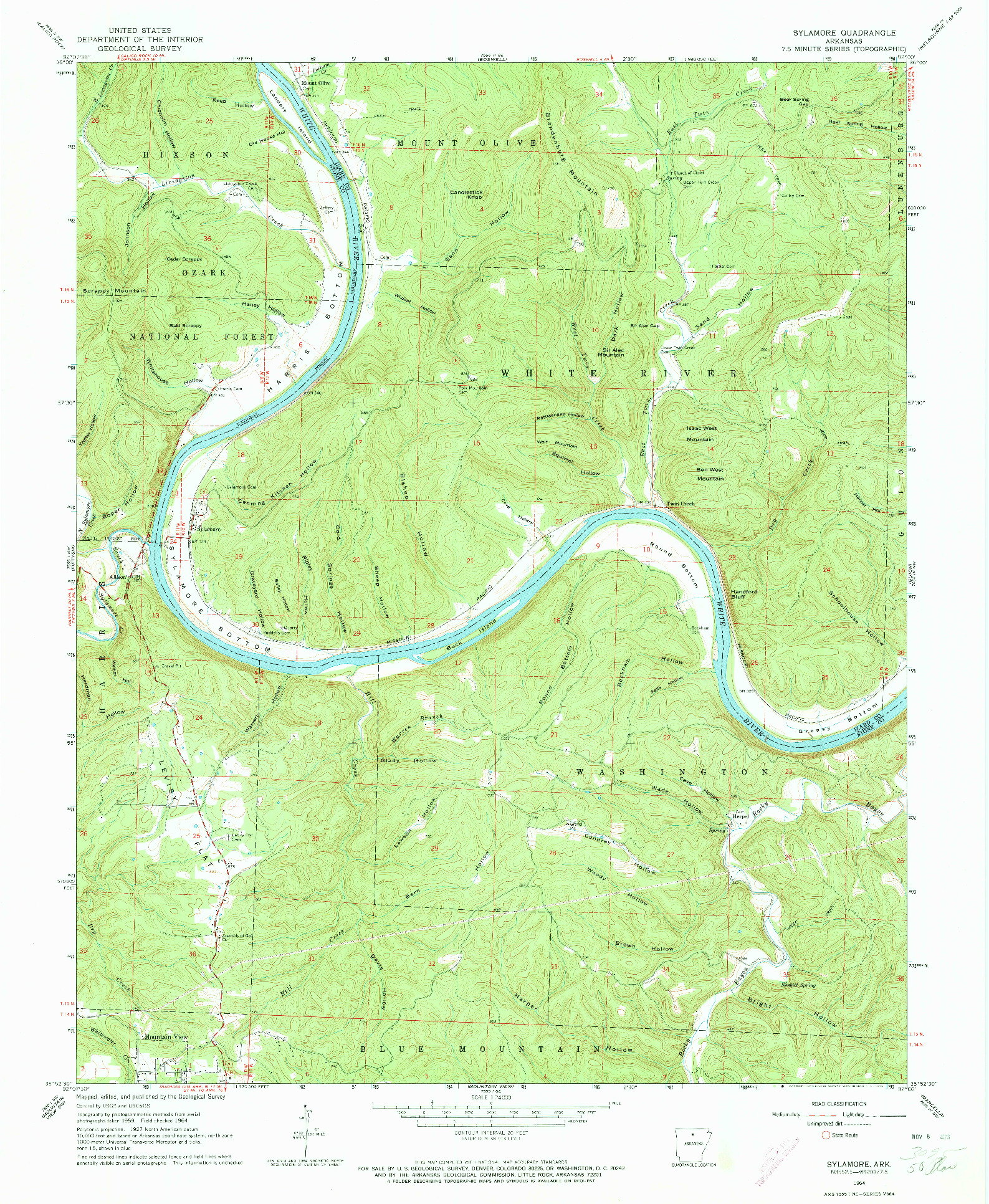USGS 1:24000-SCALE QUADRANGLE FOR SYLAMORE, AR 1964