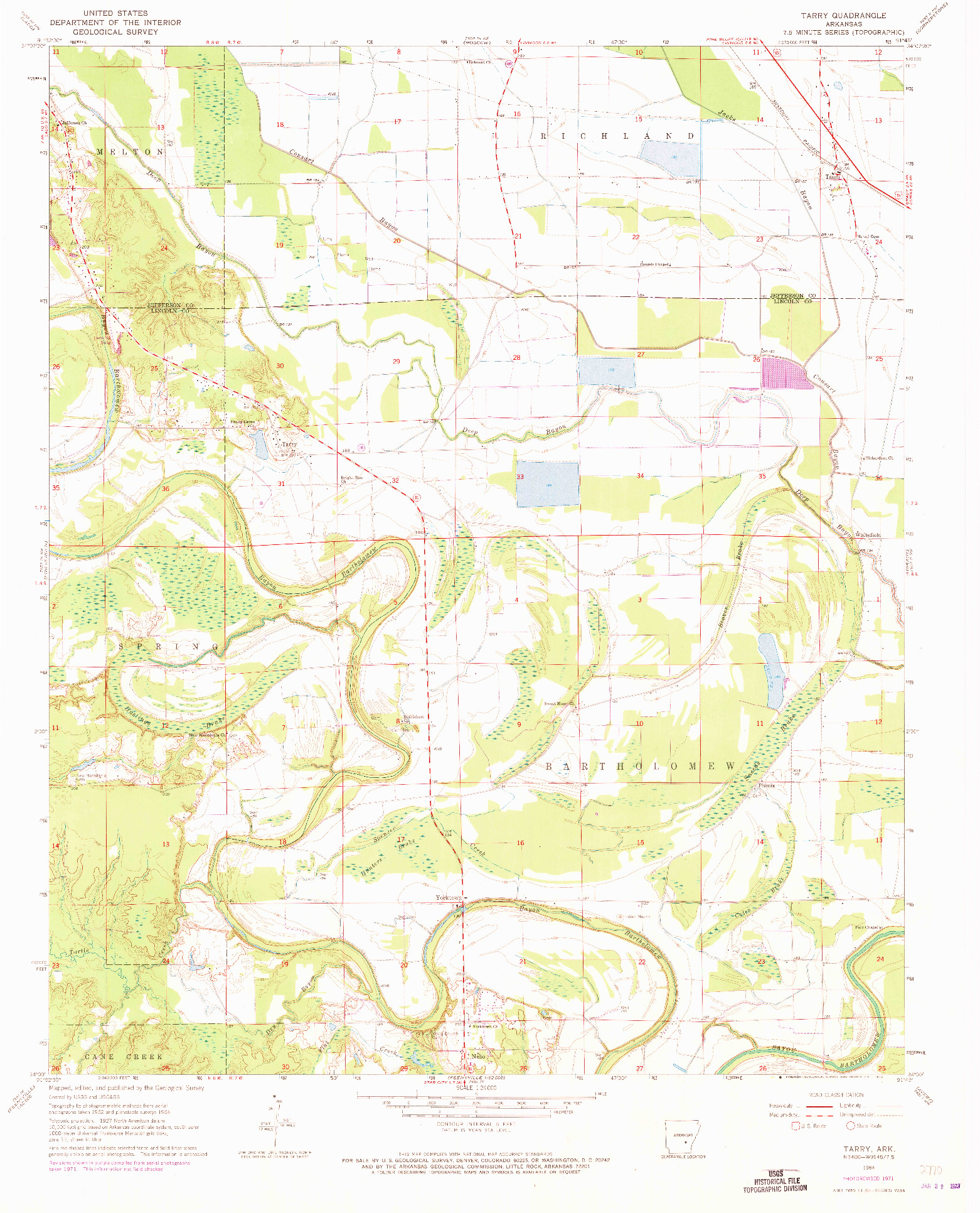 USGS 1:24000-SCALE QUADRANGLE FOR TARRY, AR 1971