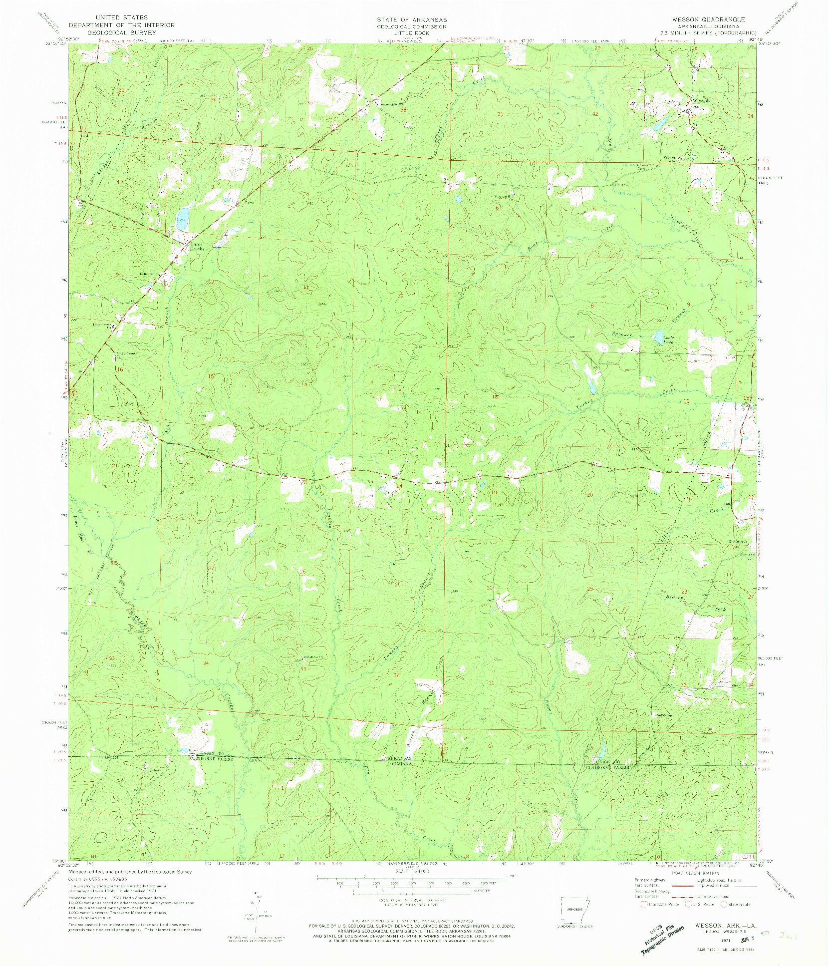USGS 1:24000-SCALE QUADRANGLE FOR WESSON, AR 1971
