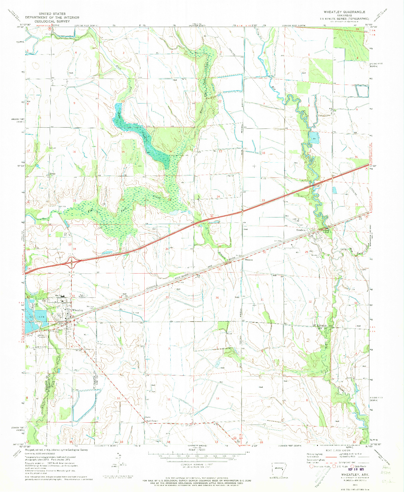 USGS 1:24000-SCALE QUADRANGLE FOR WHEATLEY, AR 1971