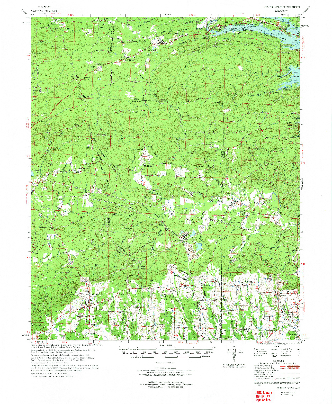 USGS 1:62500-SCALE QUADRANGLE FOR CENTER POINT, AR 1972