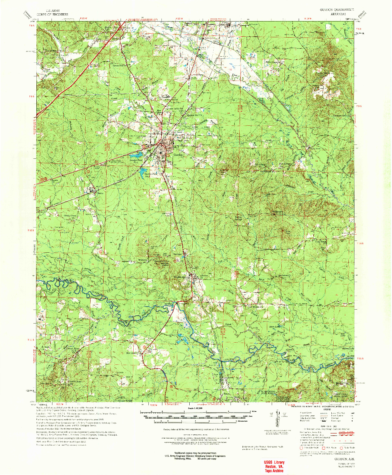 USGS 1:62500-SCALE QUADRANGLE FOR GURDON, AR 1972