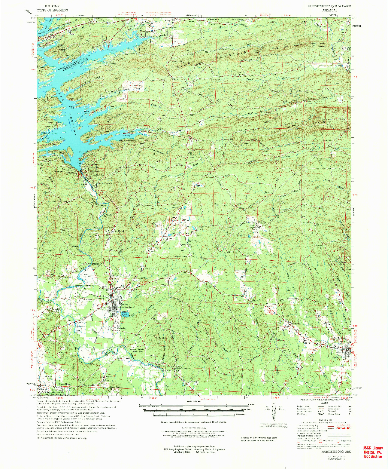 USGS 1:62500-SCALE QUADRANGLE FOR MURFREESBORO, AR 1972