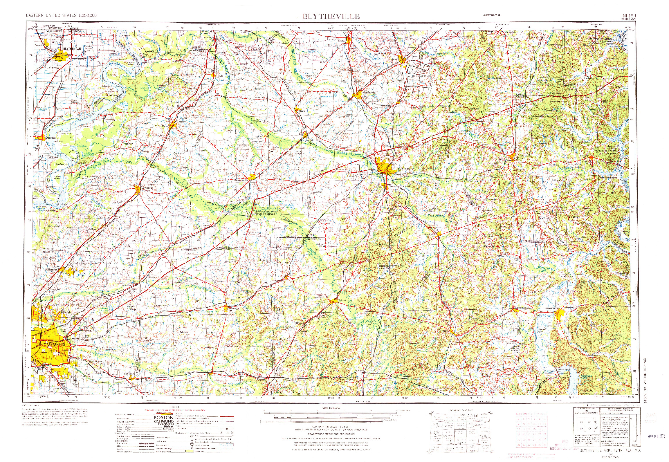 USGS 1:250000-SCALE QUADRANGLE FOR BLYTHEVILLE, AR 1956