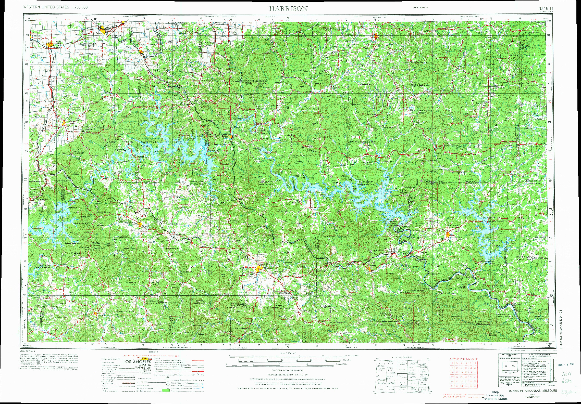 USGS 1:250000-SCALE QUADRANGLE FOR HARRISON, AR 1958