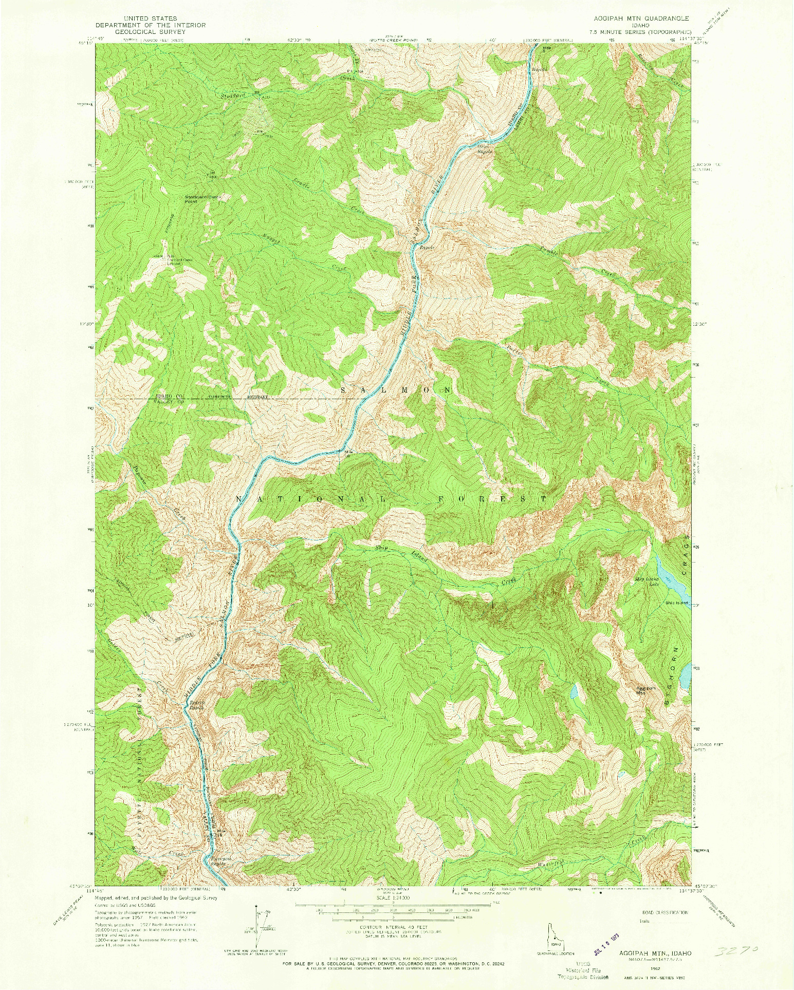 USGS 1:24000-SCALE QUADRANGLE FOR AGGIPAH MTN, ID 1962