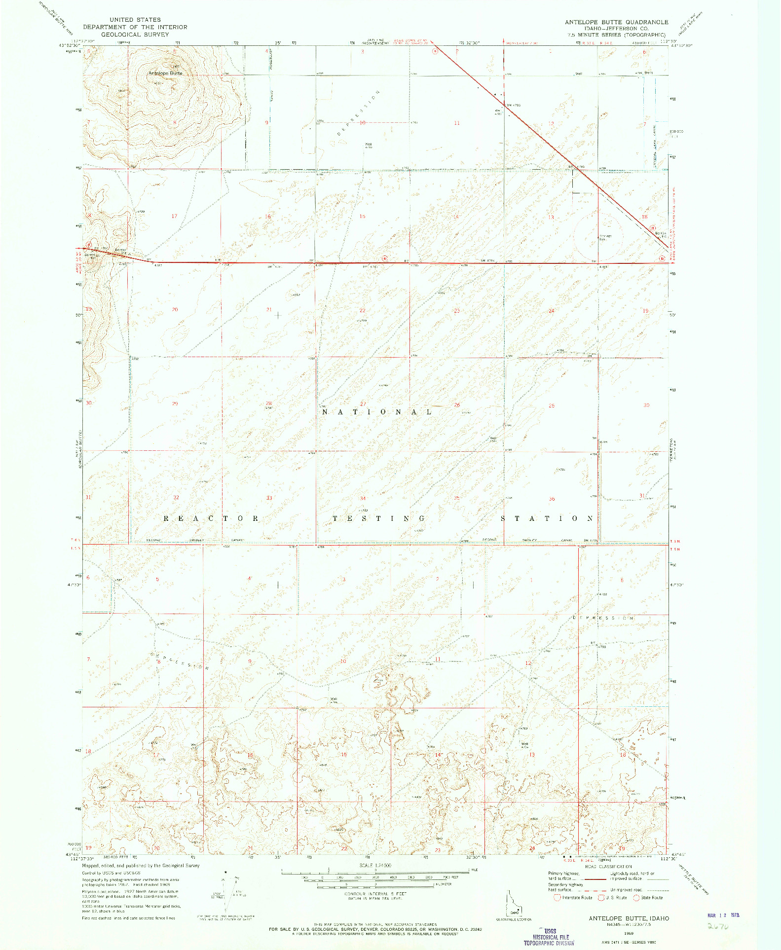 USGS 1:24000-SCALE QUADRANGLE FOR ANTELOPE BUTTE, ID 1969