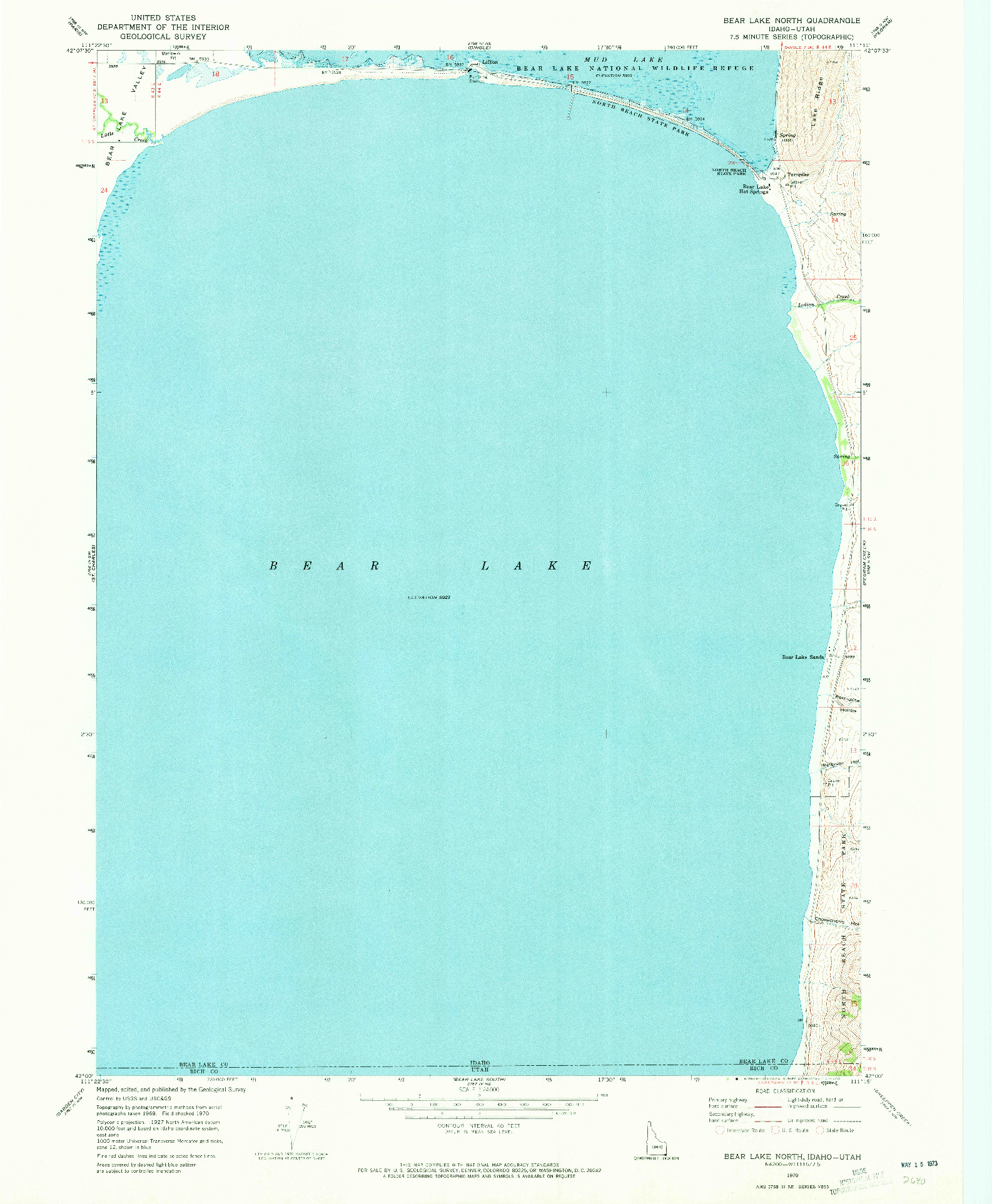 USGS 1:24000-SCALE QUADRANGLE FOR BEAR LAKE NORTH, ID 1970