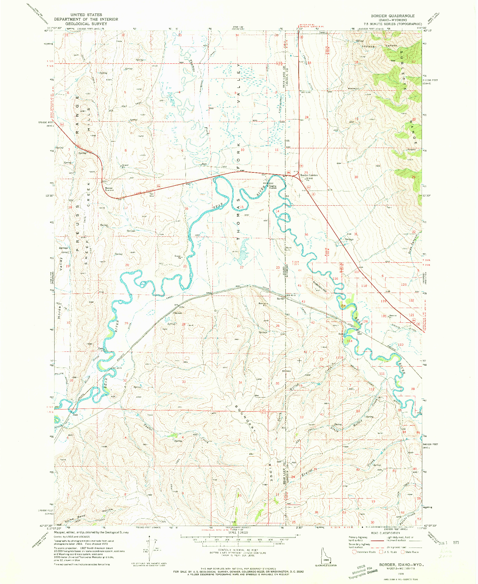 USGS 1:24000-SCALE QUADRANGLE FOR BORDER, ID 1970
