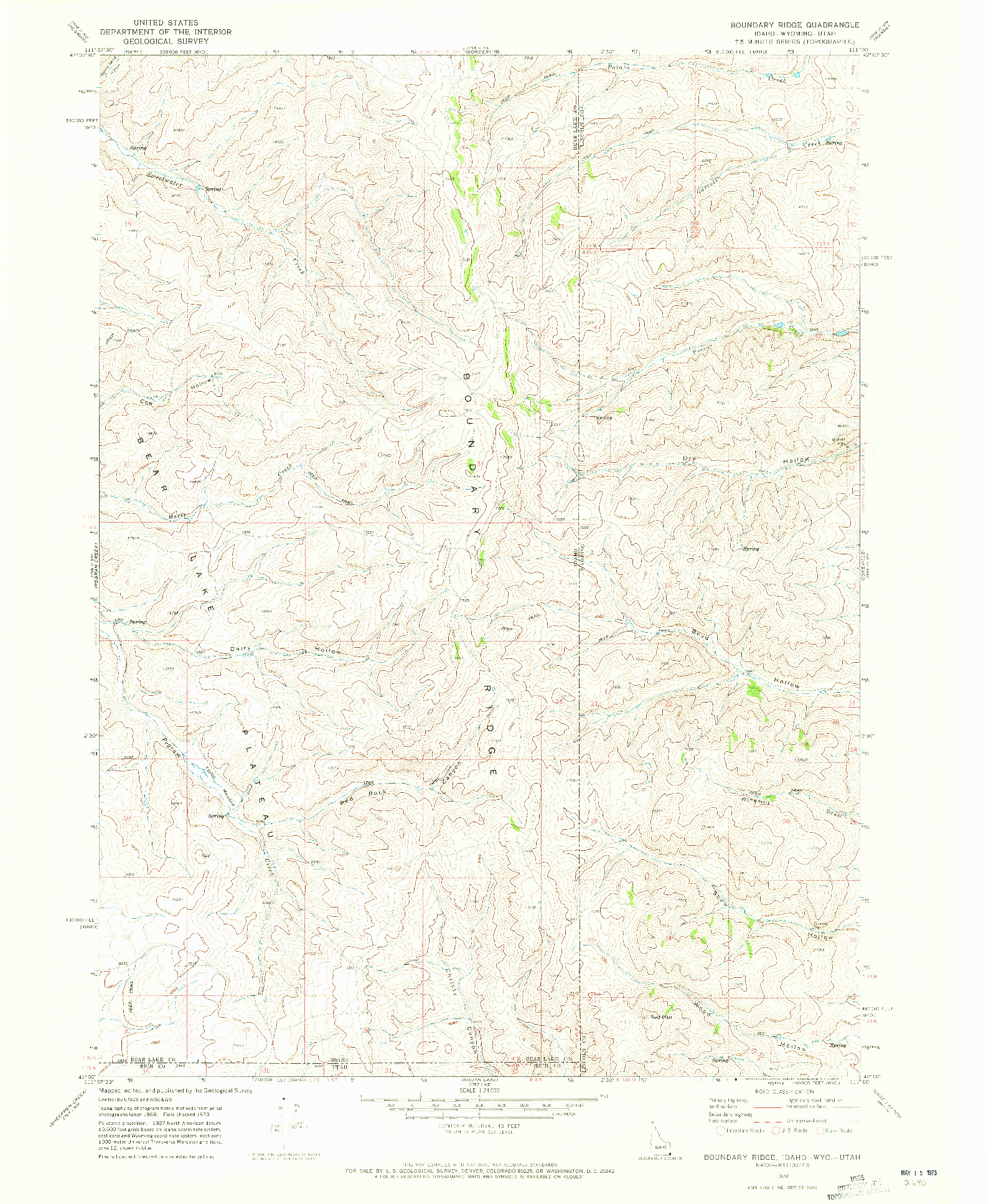 USGS 1:24000-SCALE QUADRANGLE FOR BOUNDARY RIDGE, ID 1970