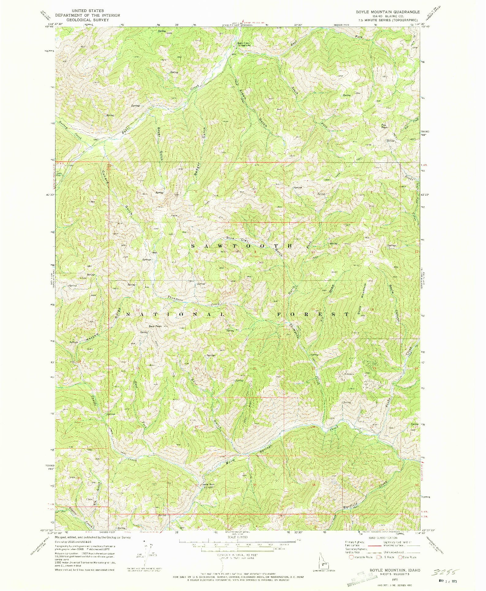 USGS 1:24000-SCALE QUADRANGLE FOR BOYLE MOUNTAIN, ID 1970