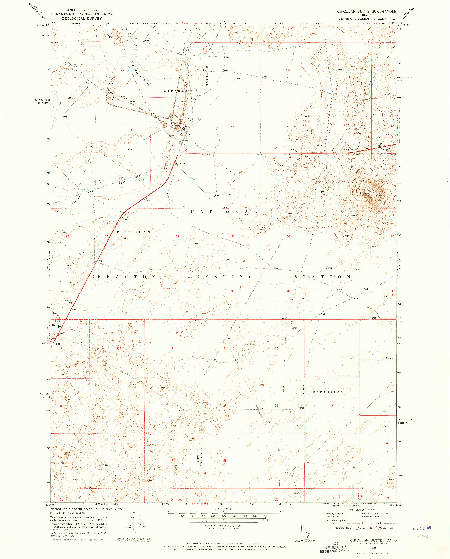 USGS 1:24000-SCALE QUADRANGLE FOR CIRCULAR BUTTE, ID 1969