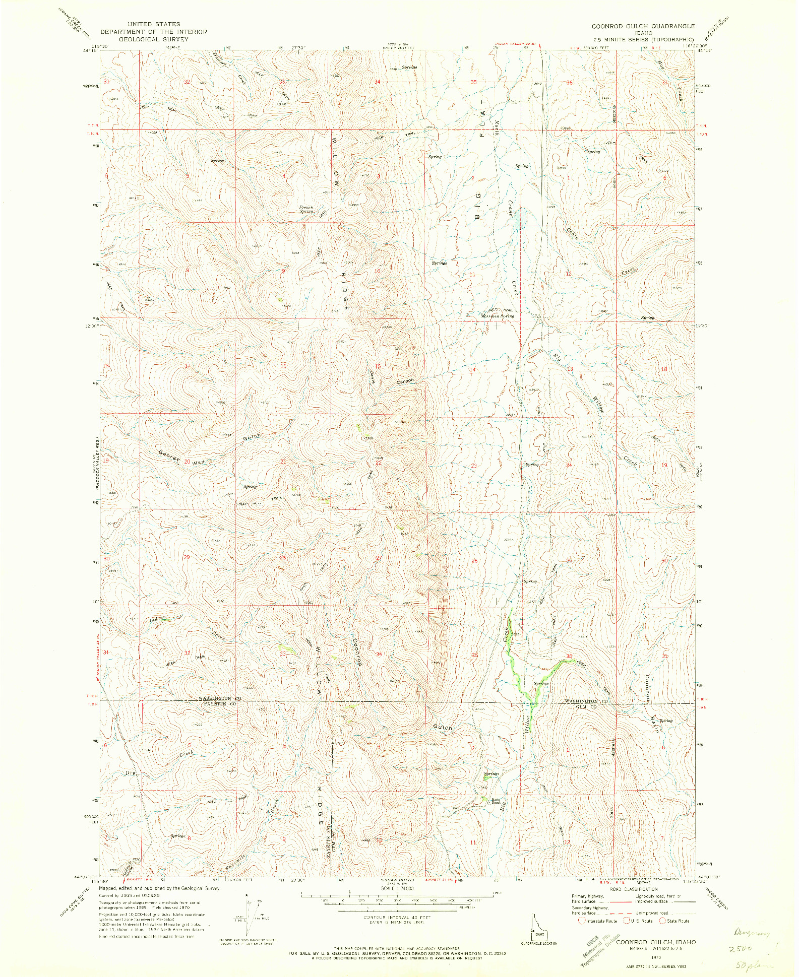 USGS 1:24000-SCALE QUADRANGLE FOR COONROD GULCH, ID 1970
