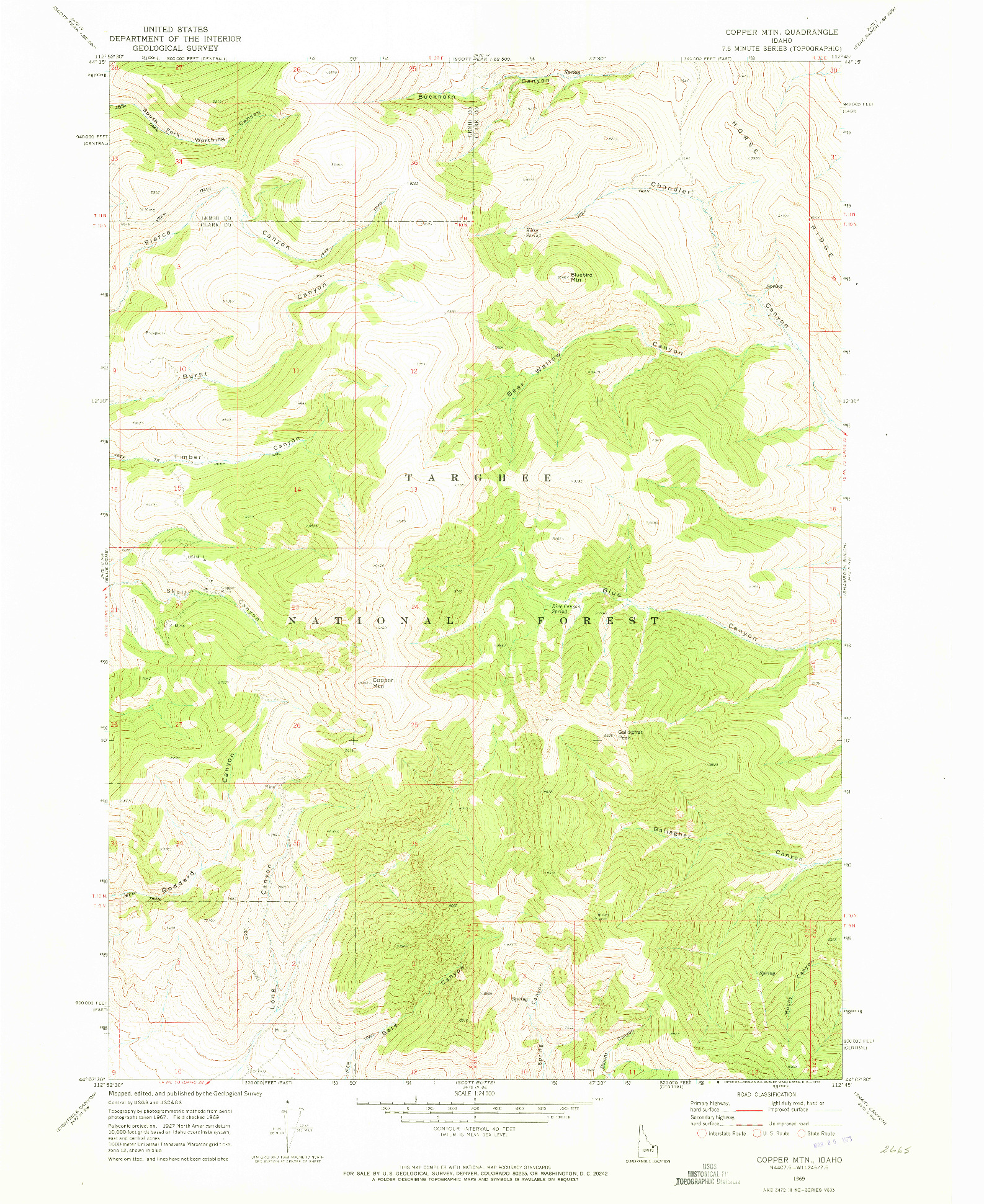 USGS 1:24000-SCALE QUADRANGLE FOR COPPER MTN, ID 1969