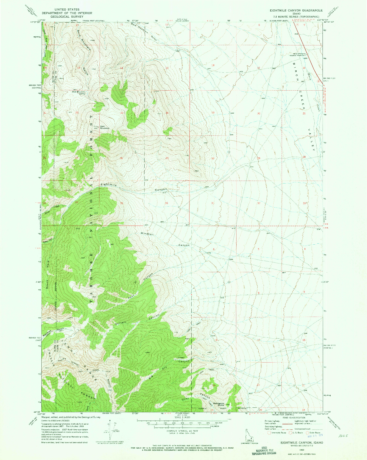USGS 1:24000-SCALE QUADRANGLE FOR EIGHTMILE CANYON, ID 1969
