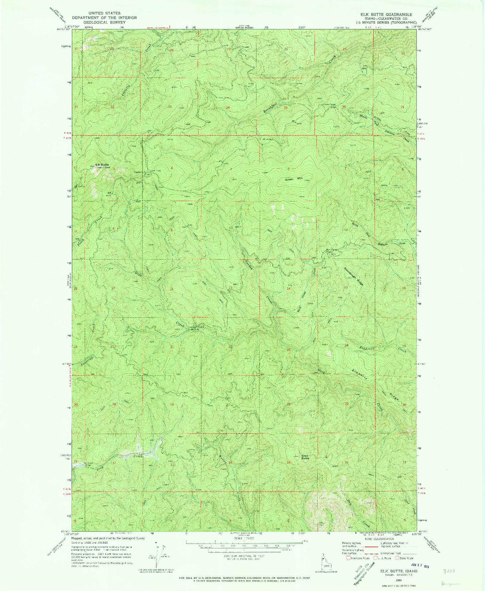 USGS 1:24000-SCALE QUADRANGLE FOR ELK BUTTE, ID 1969