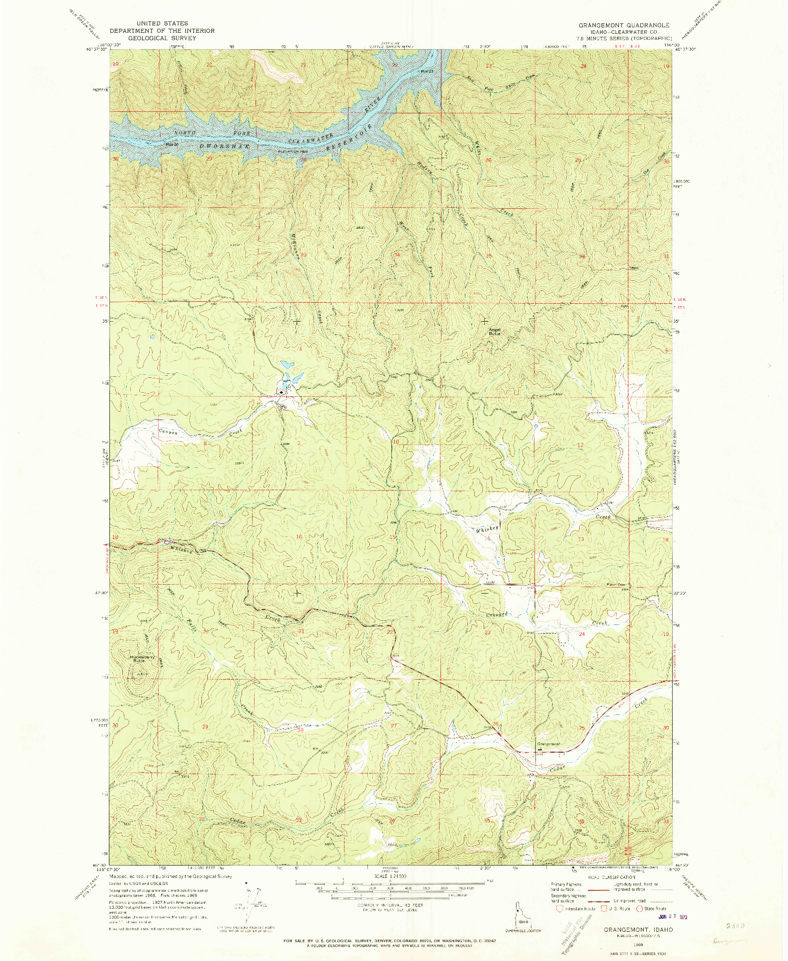 USGS 1:24000-SCALE QUADRANGLE FOR GRANGEMONT, ID 1969
