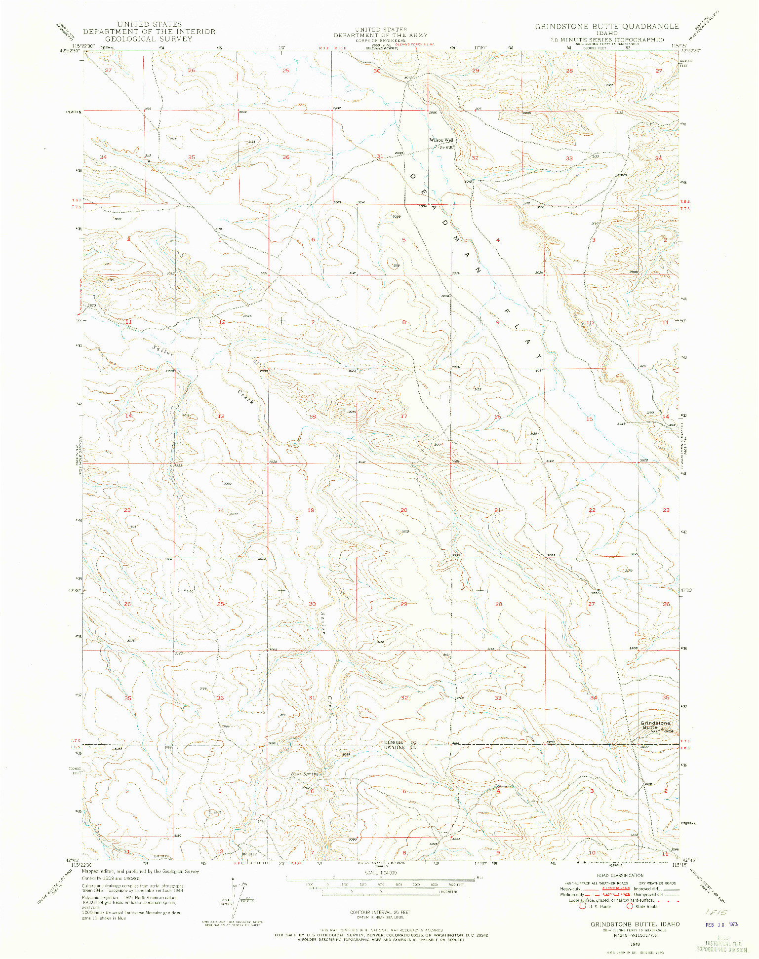 USGS 1:24000-SCALE QUADRANGLE FOR GRINDSTONE BUTTE, ID 1948