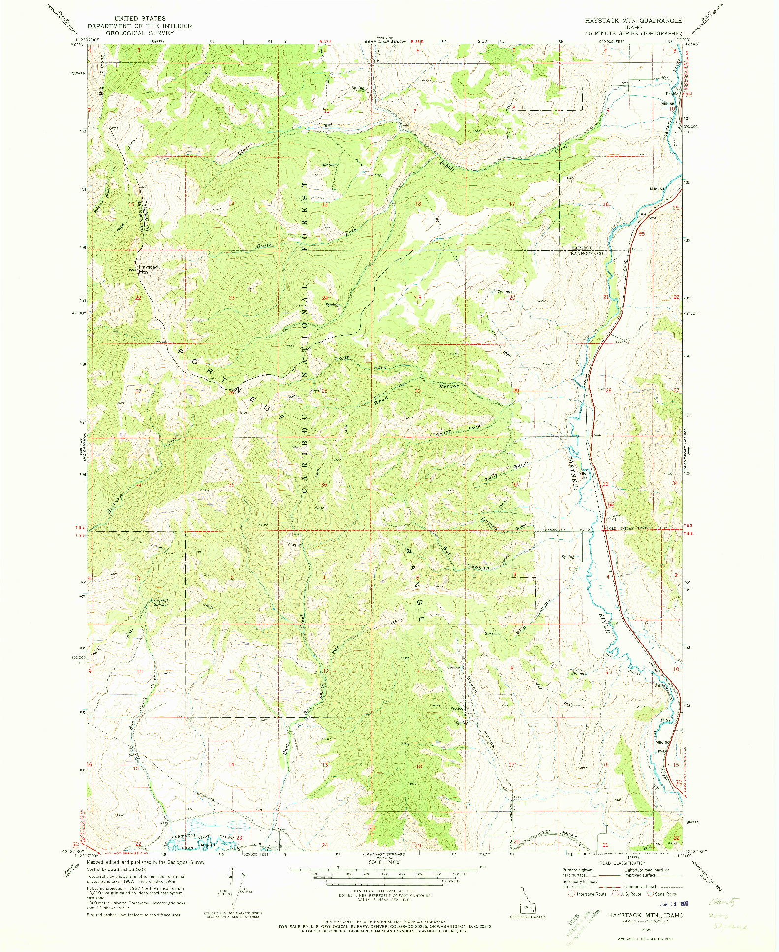 USGS 1:24000-SCALE QUADRANGLE FOR HAYSTACK MTN, ID 1968