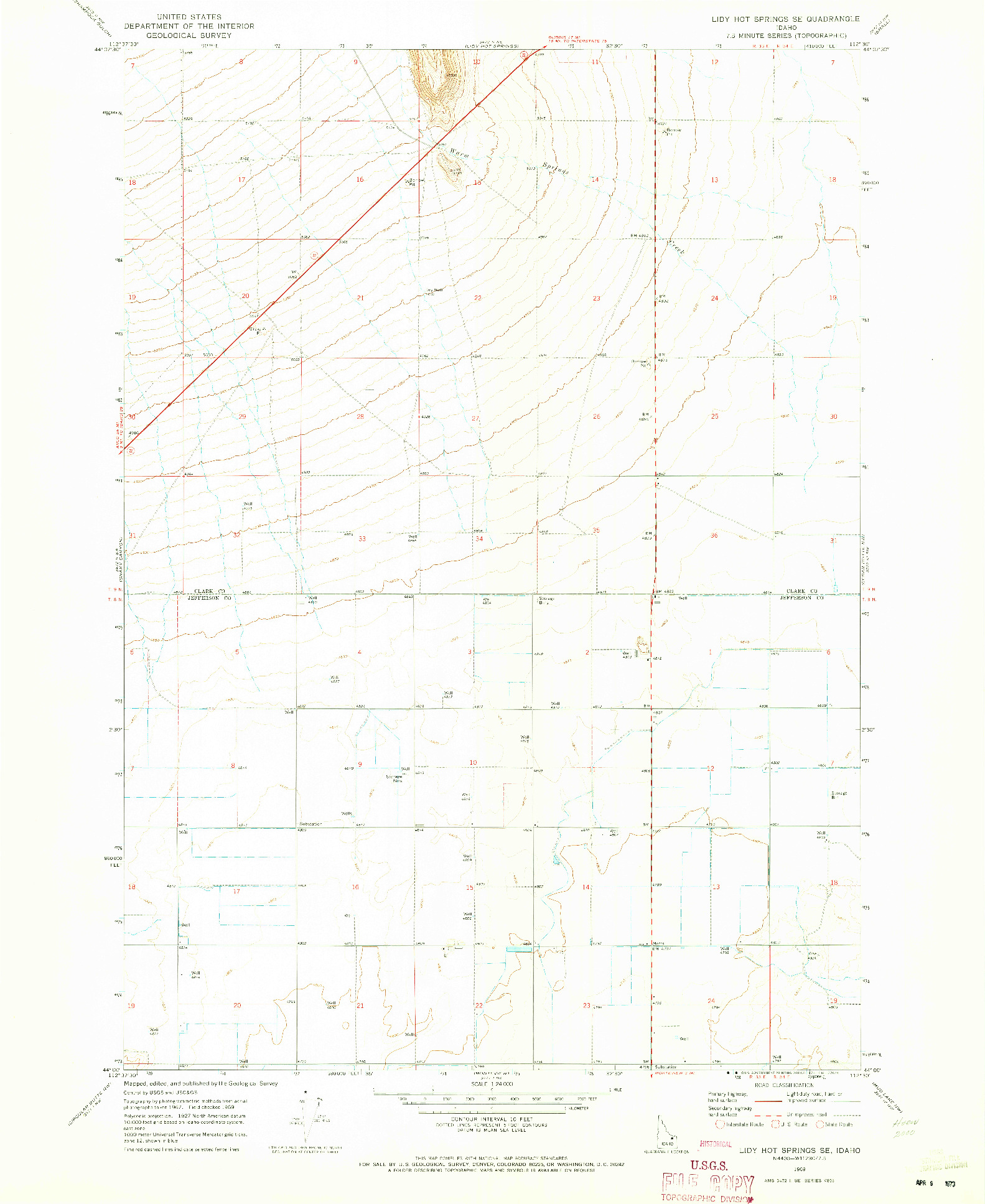 USGS 1:24000-SCALE QUADRANGLE FOR LIDY HOT SPRINGS SE, ID 1969
