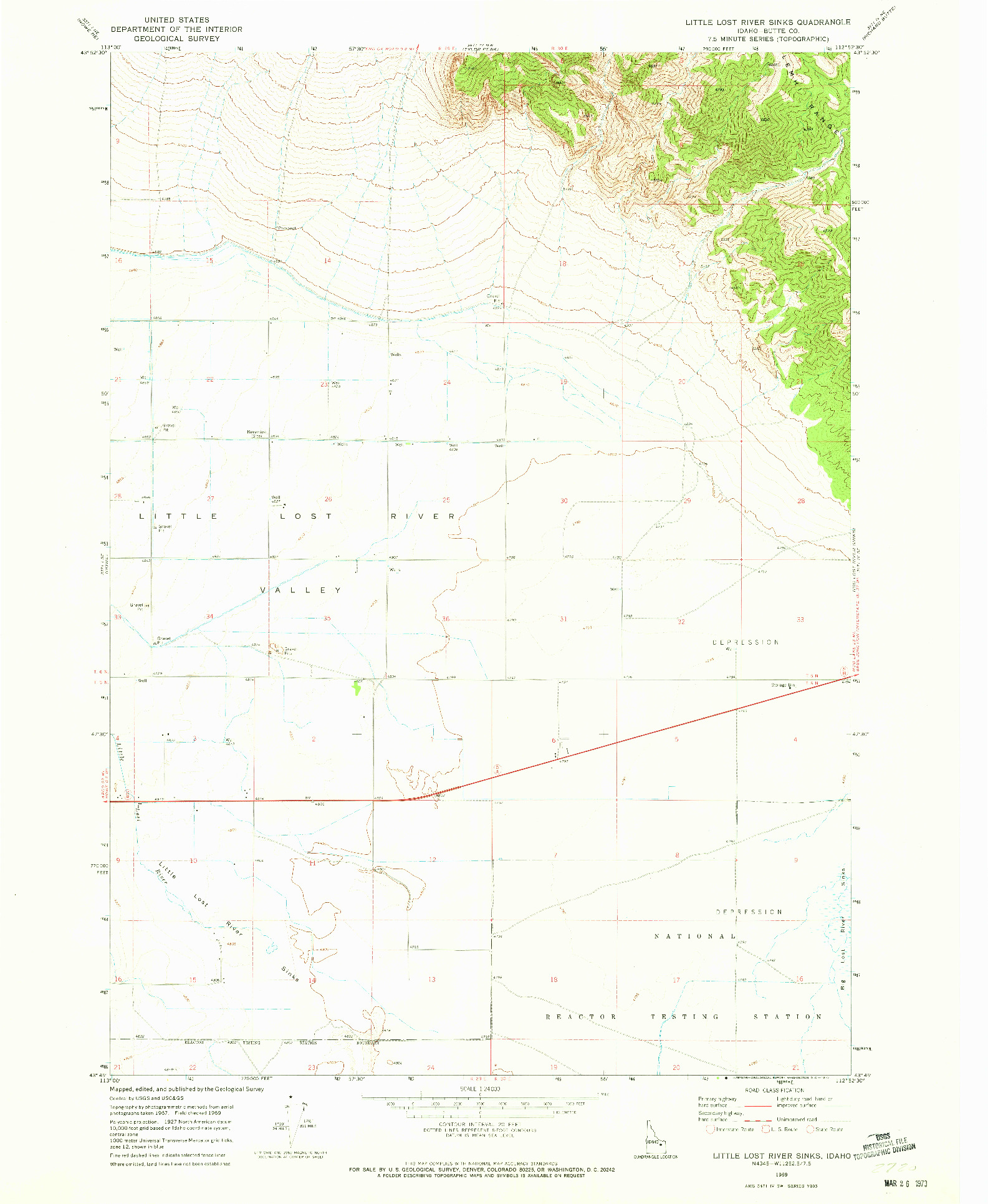 USGS 1:24000-SCALE QUADRANGLE FOR LITTLE LOST RIVER SINKS, ID 1969