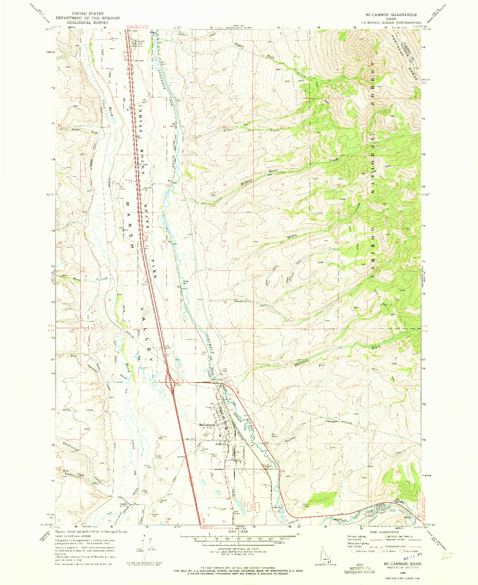USGS 1:24000-SCALE QUADRANGLE FOR MC CAMMON, ID 1968