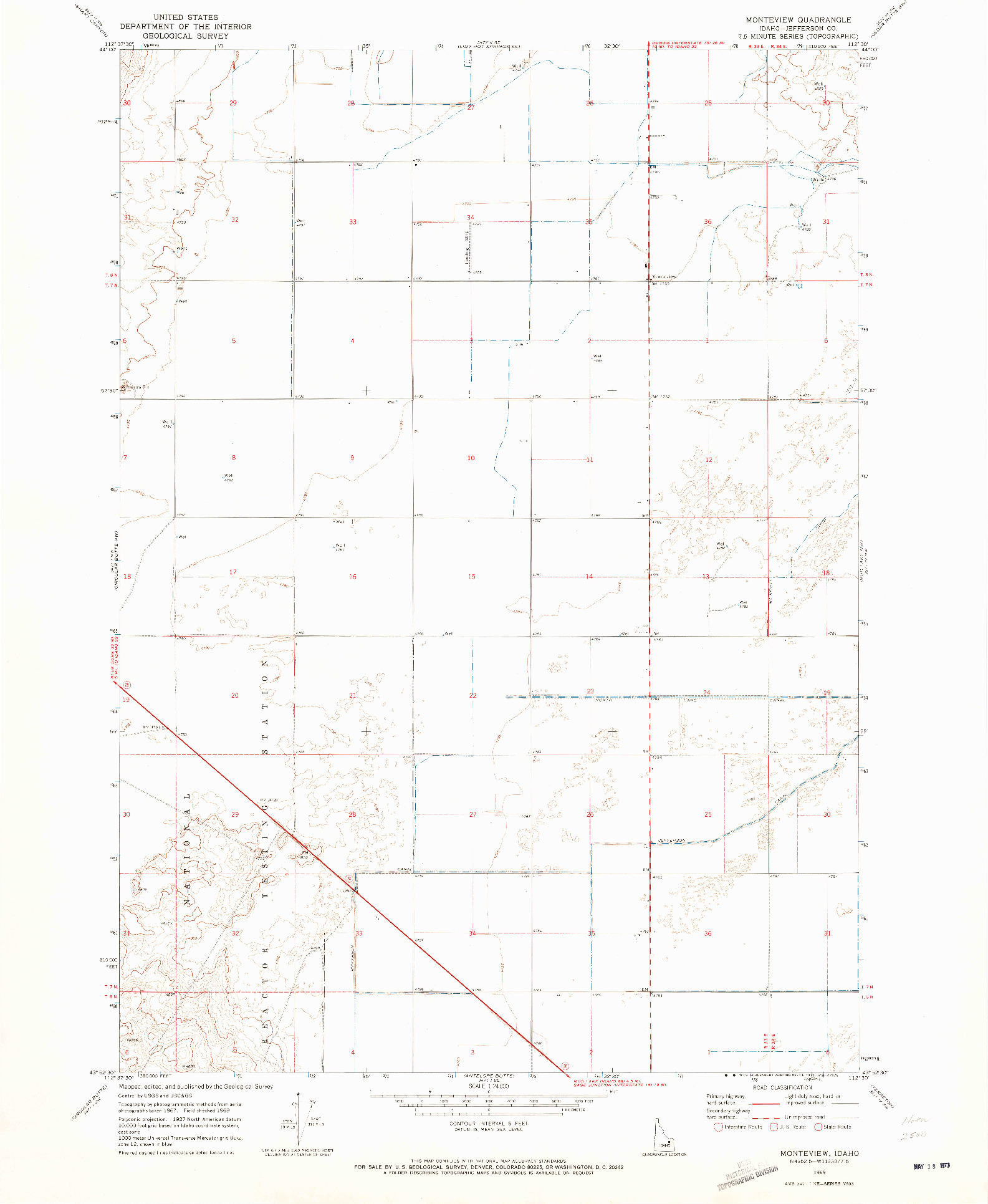 USGS 1:24000-SCALE QUADRANGLE FOR MONTEVIEW, ID 1969