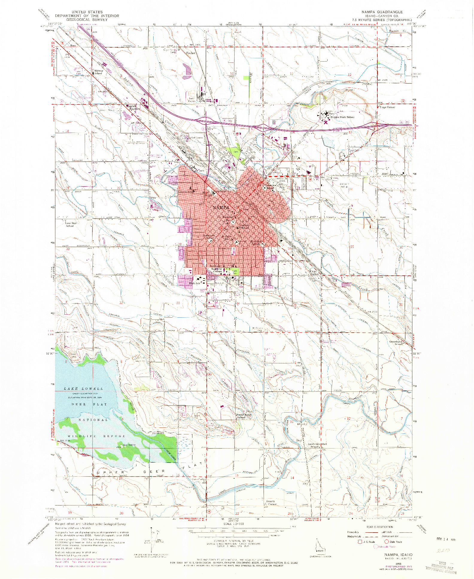 USGS 1:24000-SCALE QUADRANGLE FOR NAMPA, ID 1958