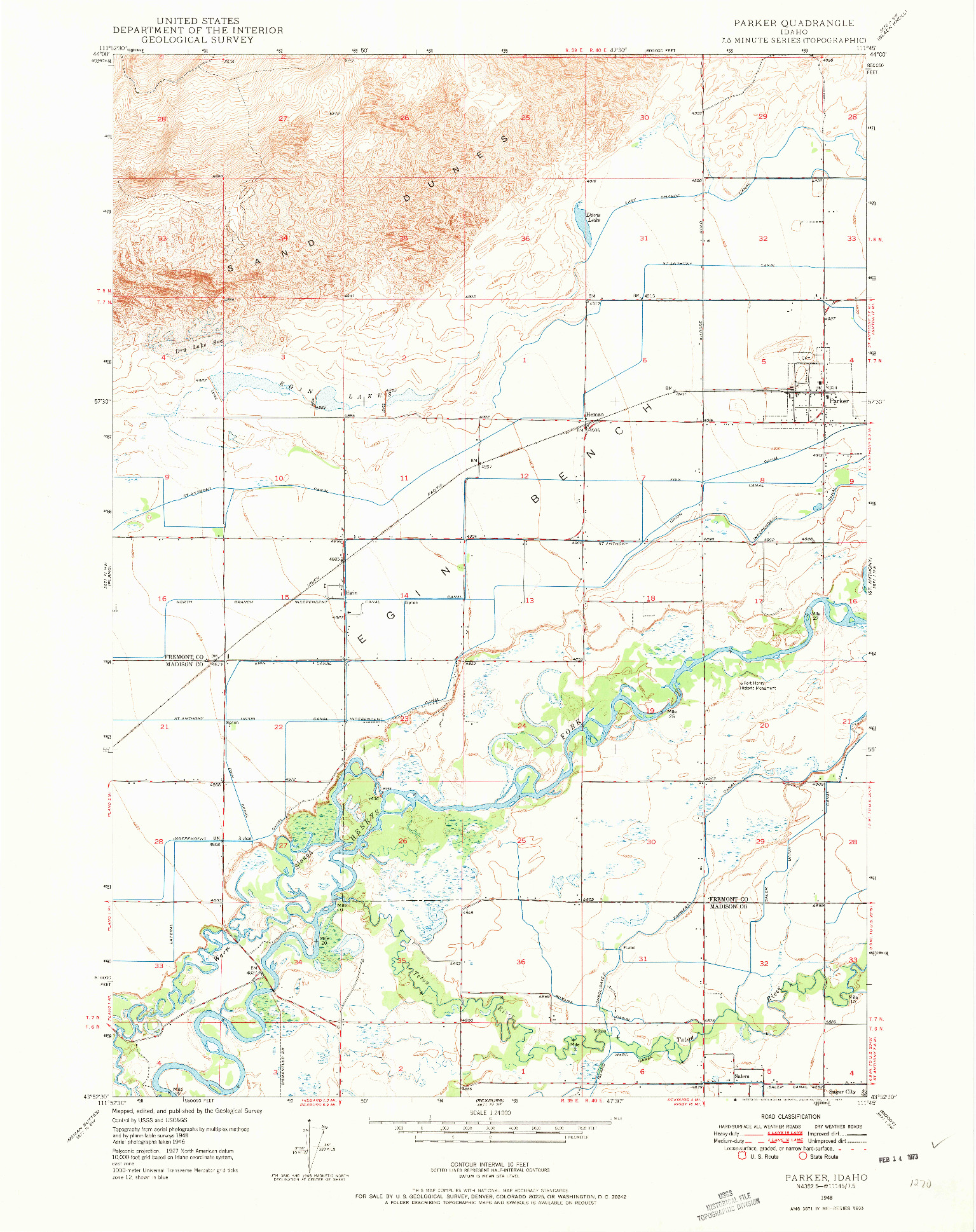 USGS 1:24000-SCALE QUADRANGLE FOR PARKER, ID 1948