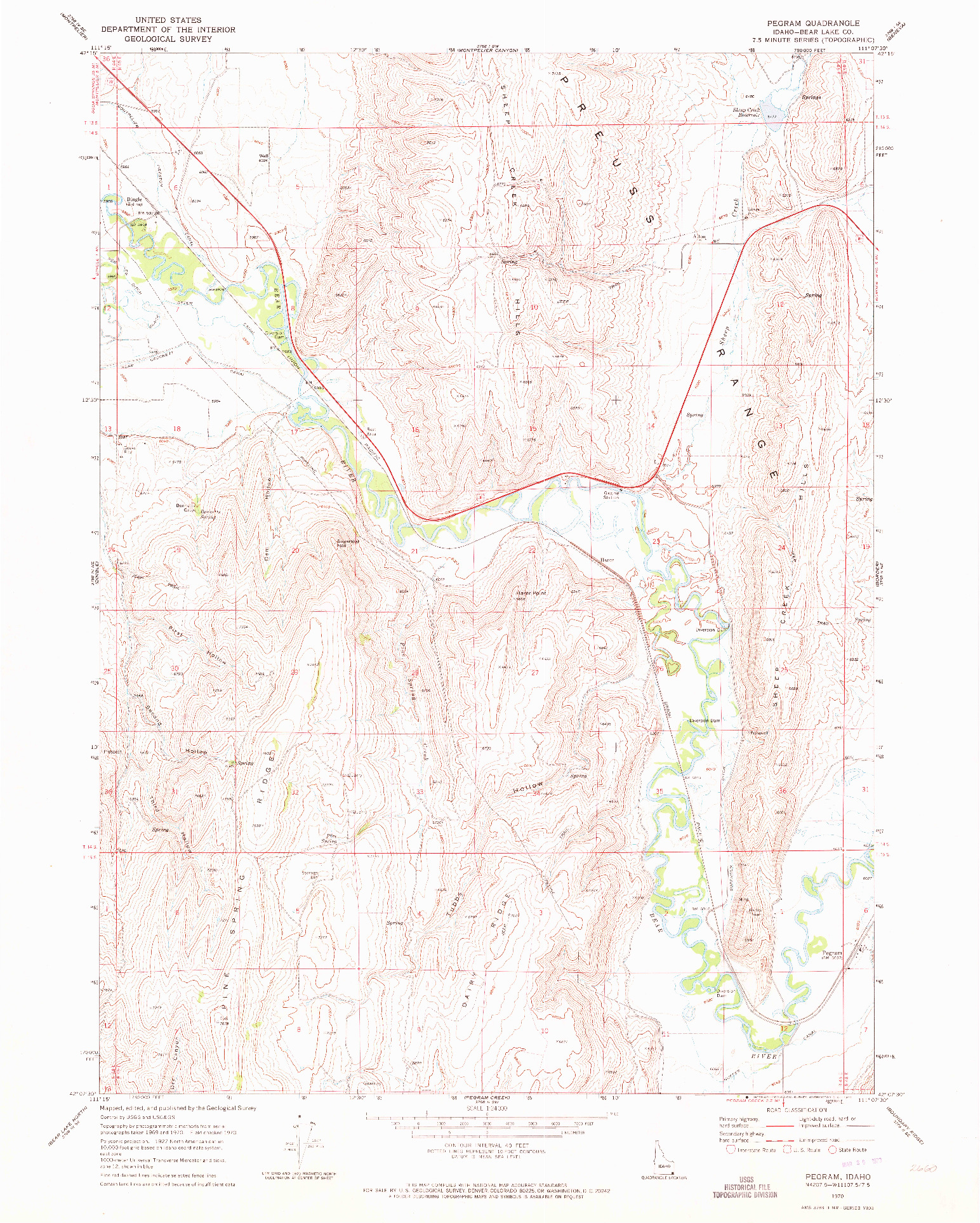 USGS 1:24000-SCALE QUADRANGLE FOR PEGRAM, ID 1970