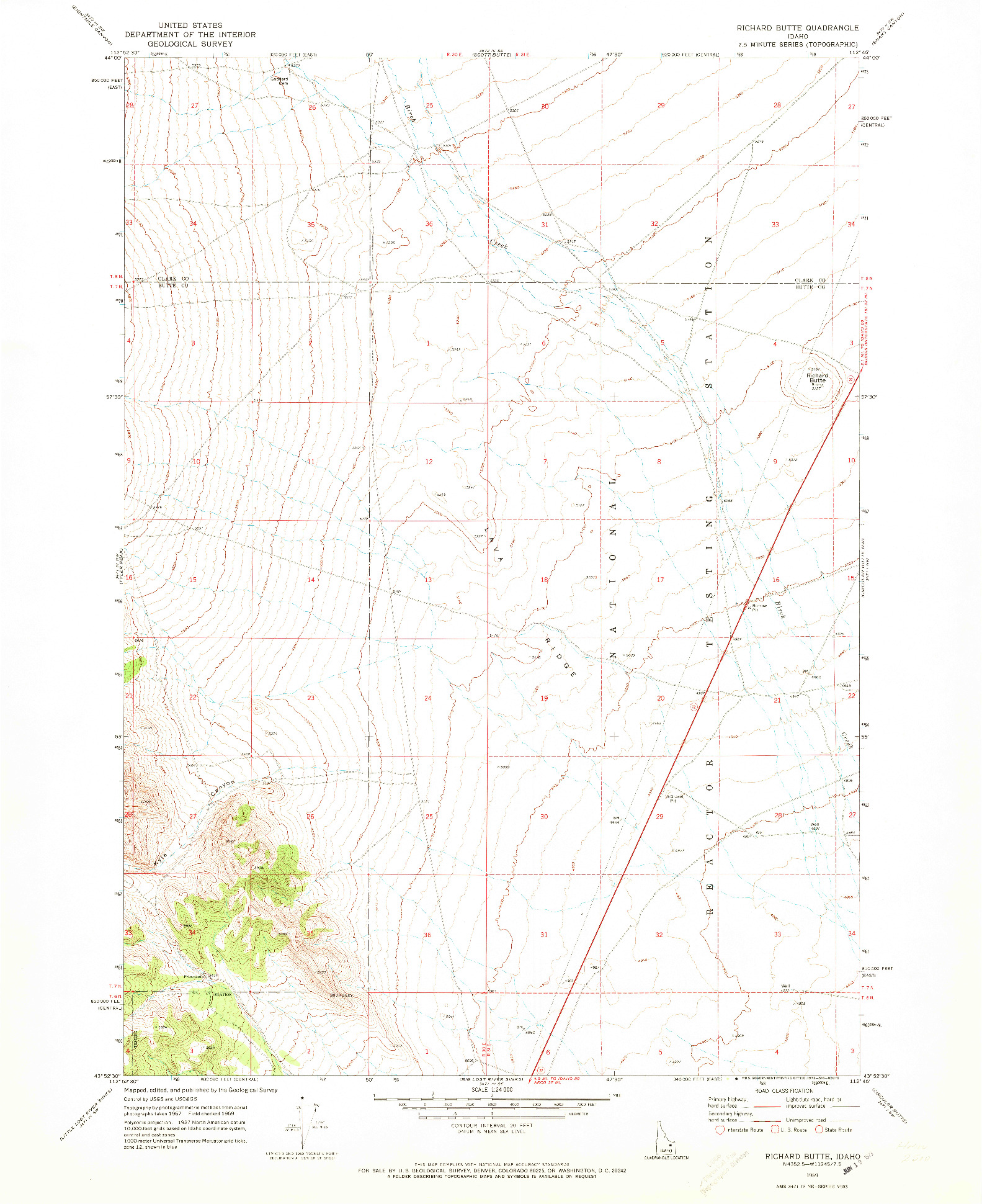 USGS 1:24000-SCALE QUADRANGLE FOR RICHARD BUTTE, ID 1969