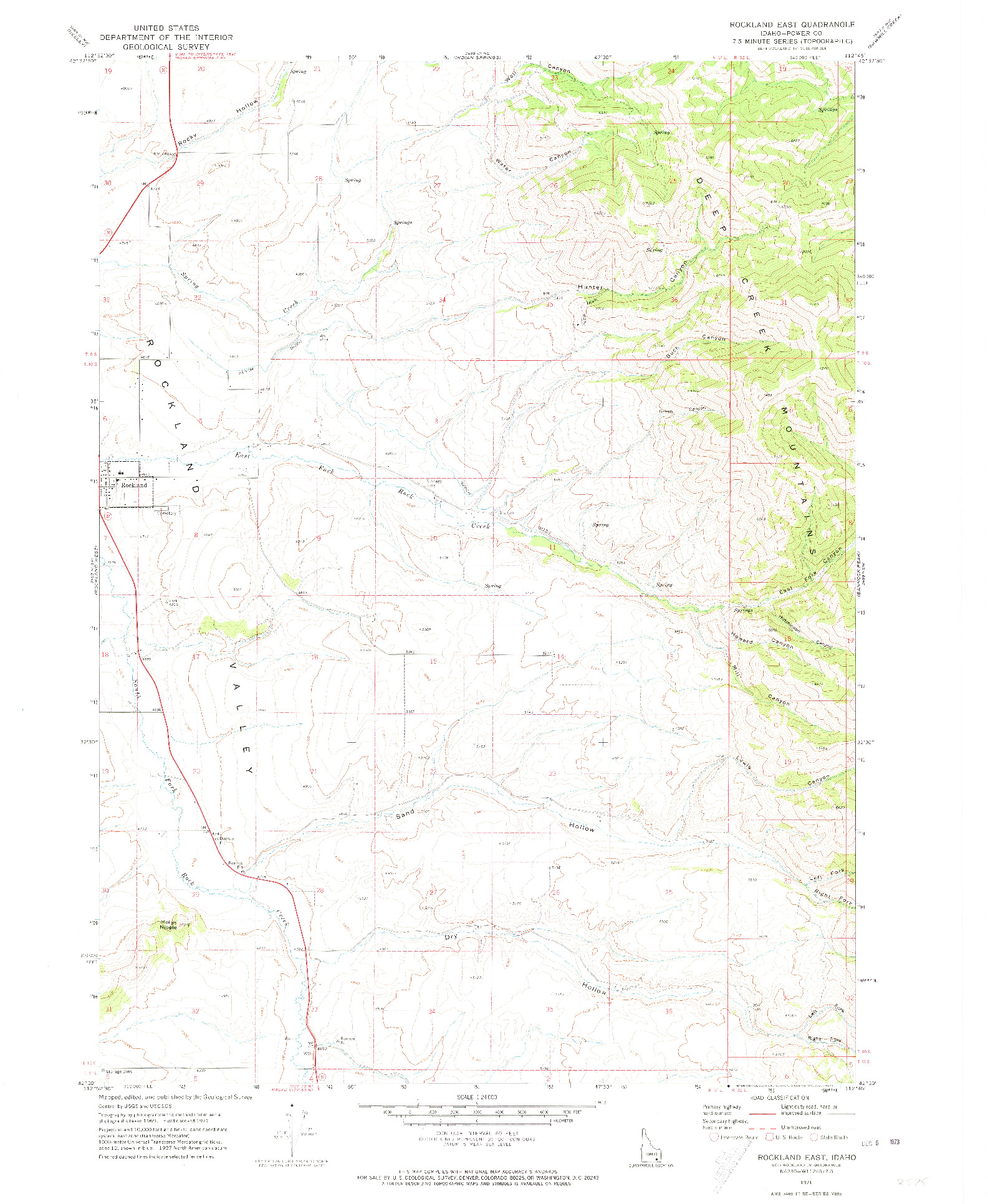 USGS 1:24000-SCALE QUADRANGLE FOR ROCKLAND EAST, ID 1971