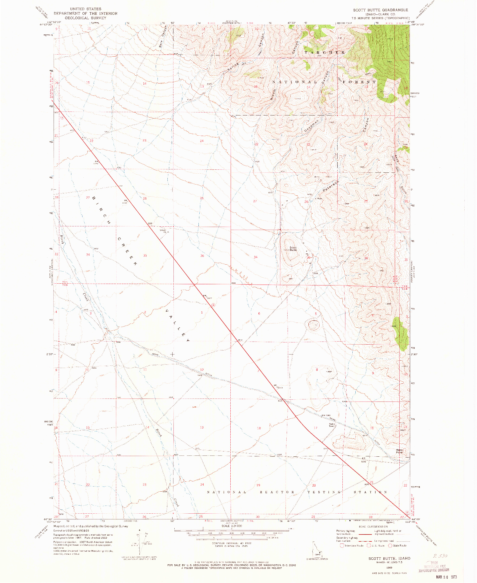 USGS 1:24000-SCALE QUADRANGLE FOR SCOTT BUTTE, ID 1969