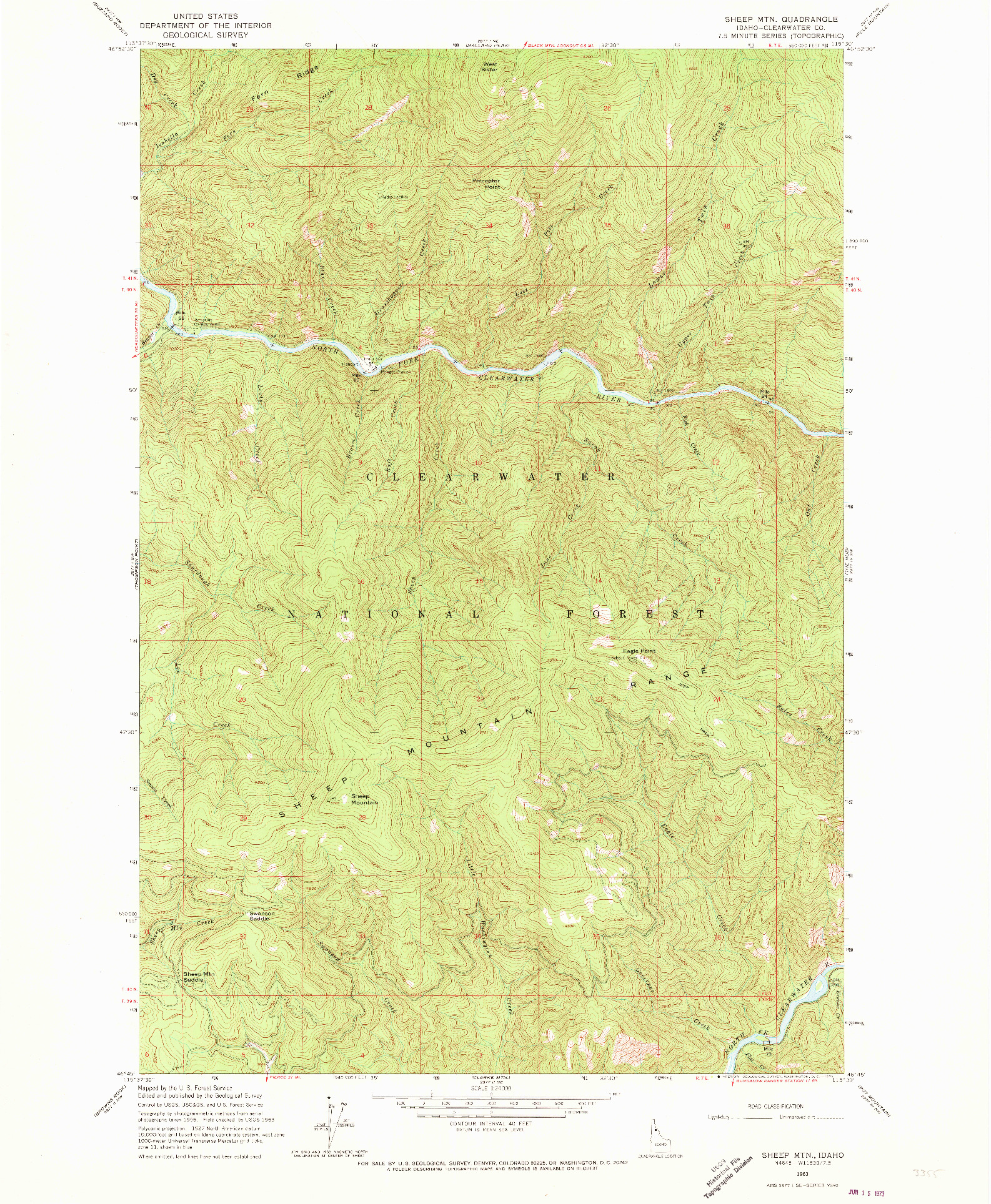 USGS 1:24000-SCALE QUADRANGLE FOR SHEEP MTN, ID 1963