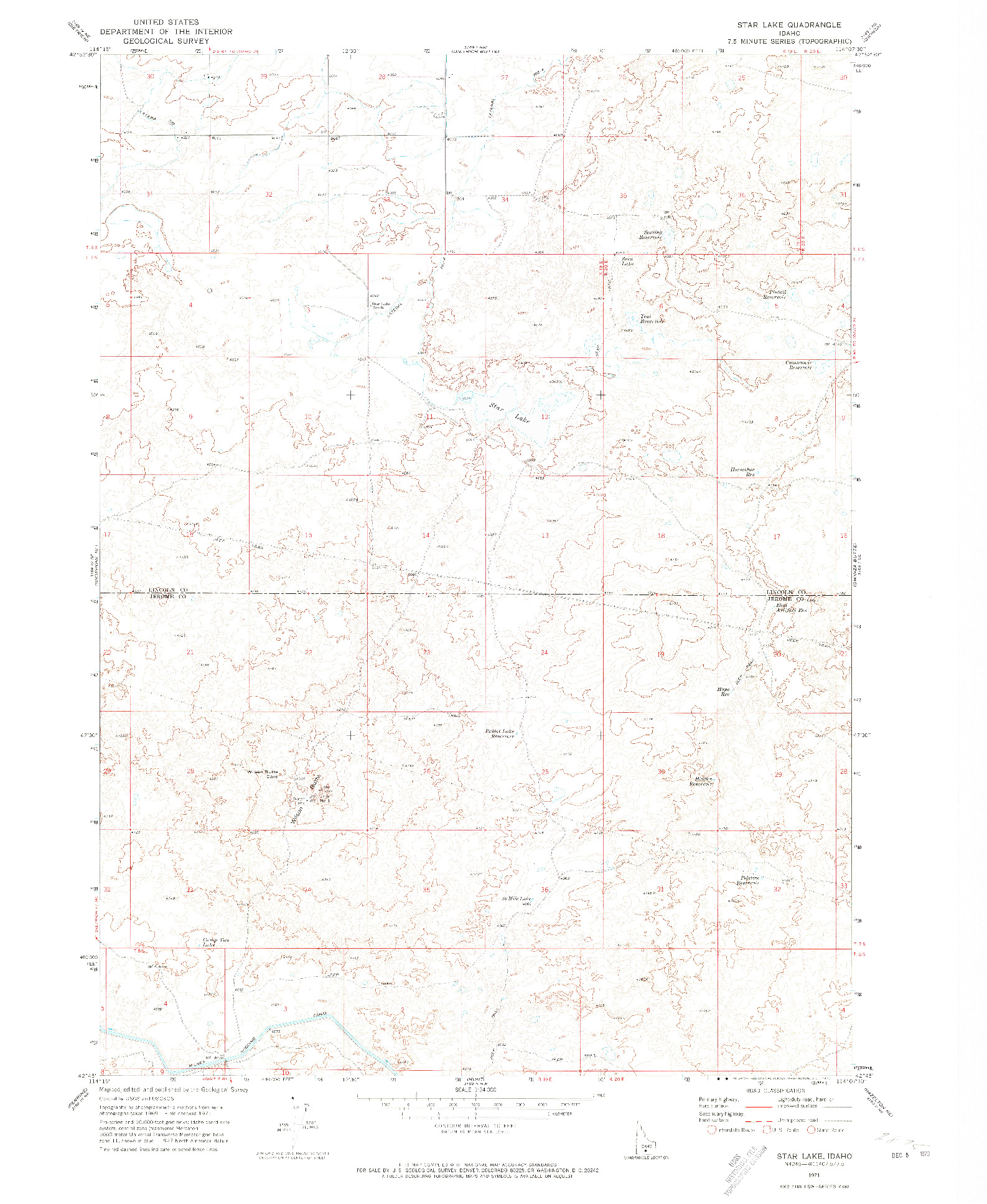 USGS 1:24000-SCALE QUADRANGLE FOR STAR LAKE, ID 1971