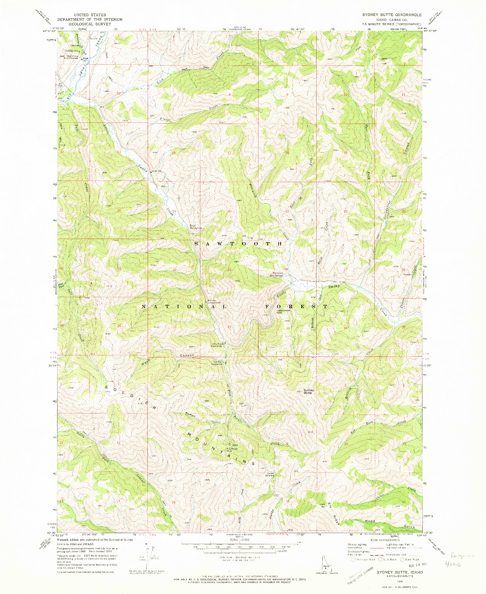 USGS 1:24000-SCALE QUADRANGLE FOR SYDNEY BUTTE, ID 1970