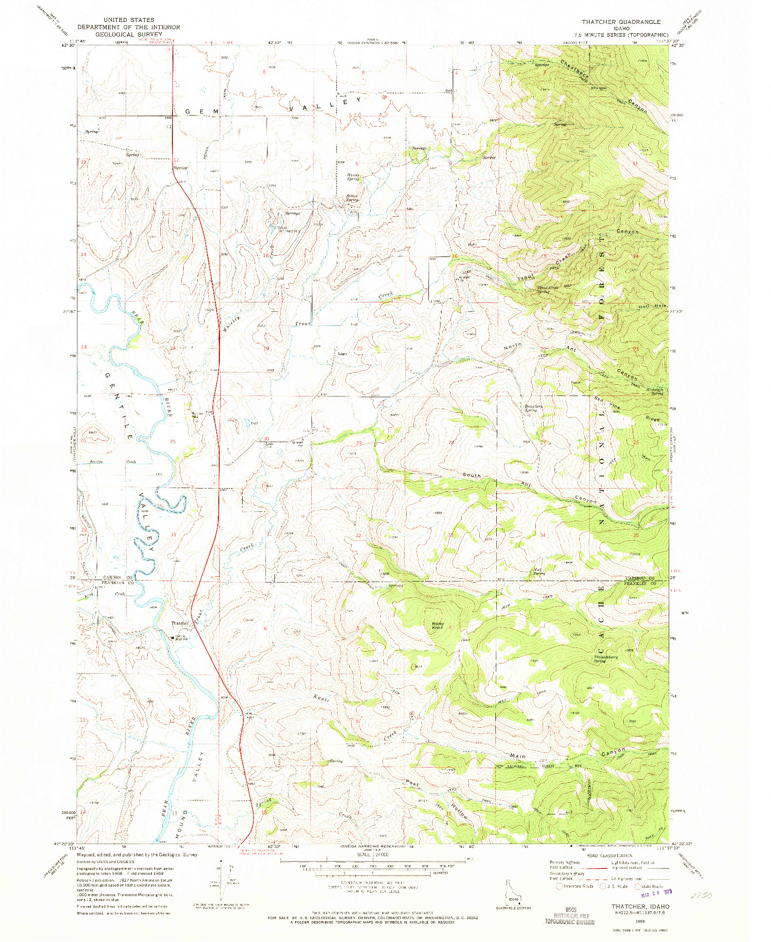 USGS 1:24000-SCALE QUADRANGLE FOR THATCHER, ID 1969