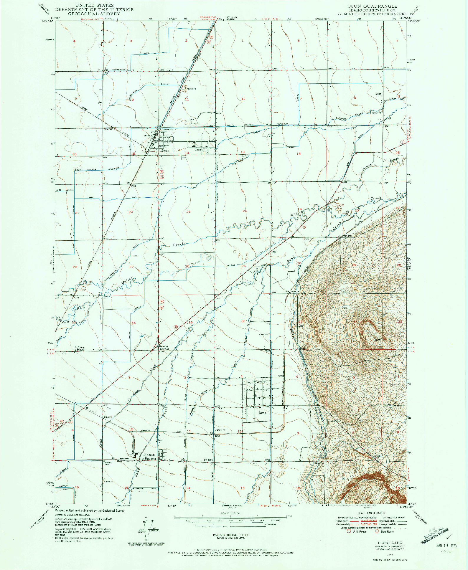 USGS 1:24000-SCALE QUADRANGLE FOR UCON, ID 1948