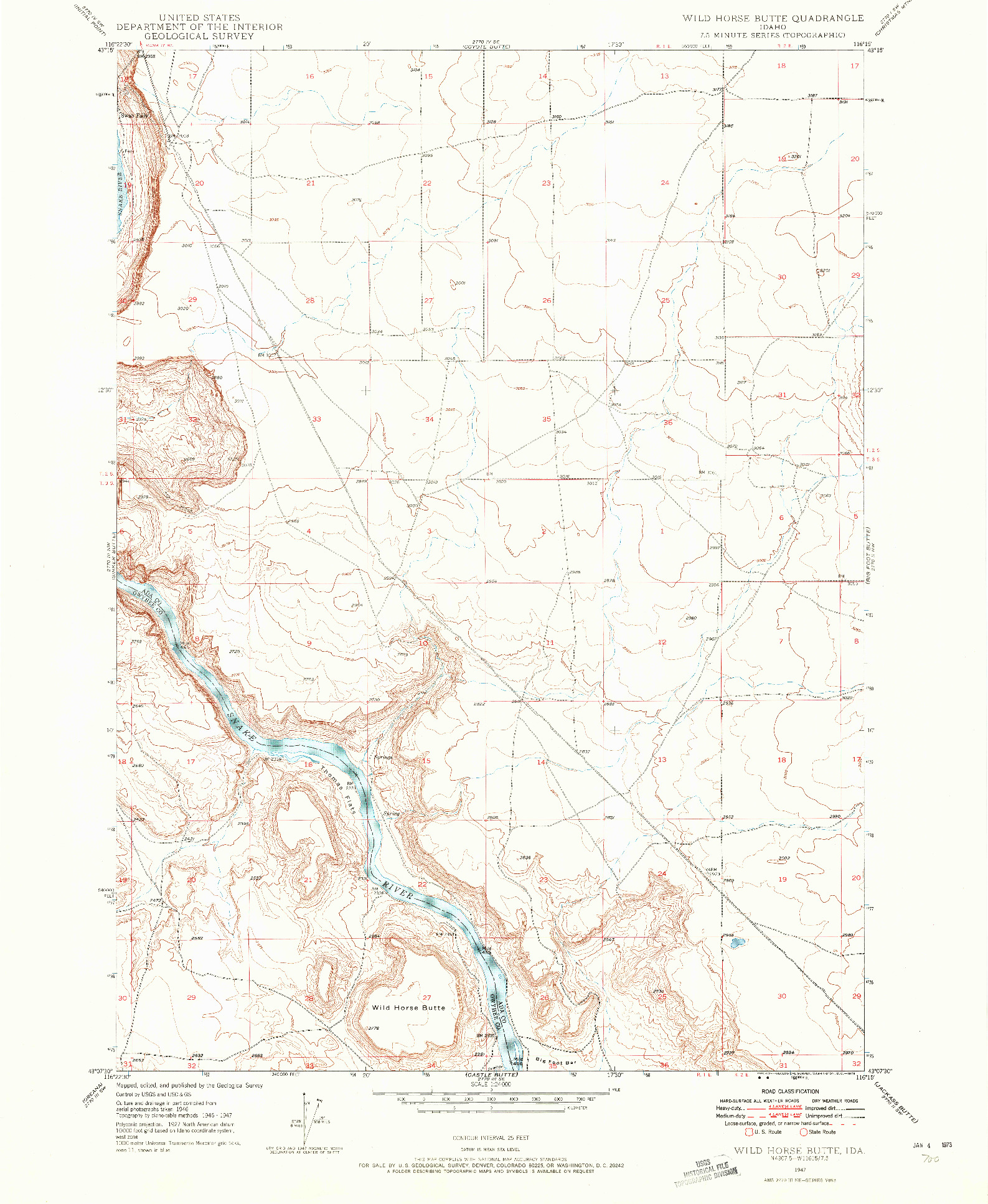 USGS 1:24000-SCALE QUADRANGLE FOR WILD HORSE BUTTE, ID 1947