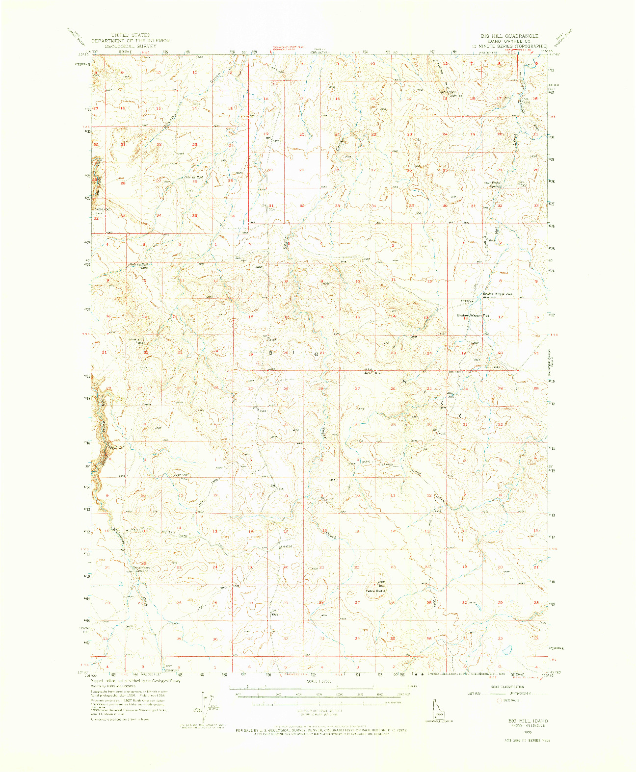 USGS 1:62500-SCALE QUADRANGLE FOR BIG HILL, ID 1956