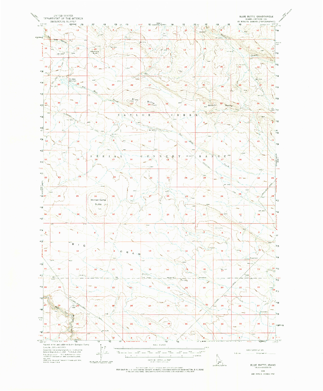 USGS 1:62500-SCALE QUADRANGLE FOR BLUE BUTTE, ID 1956